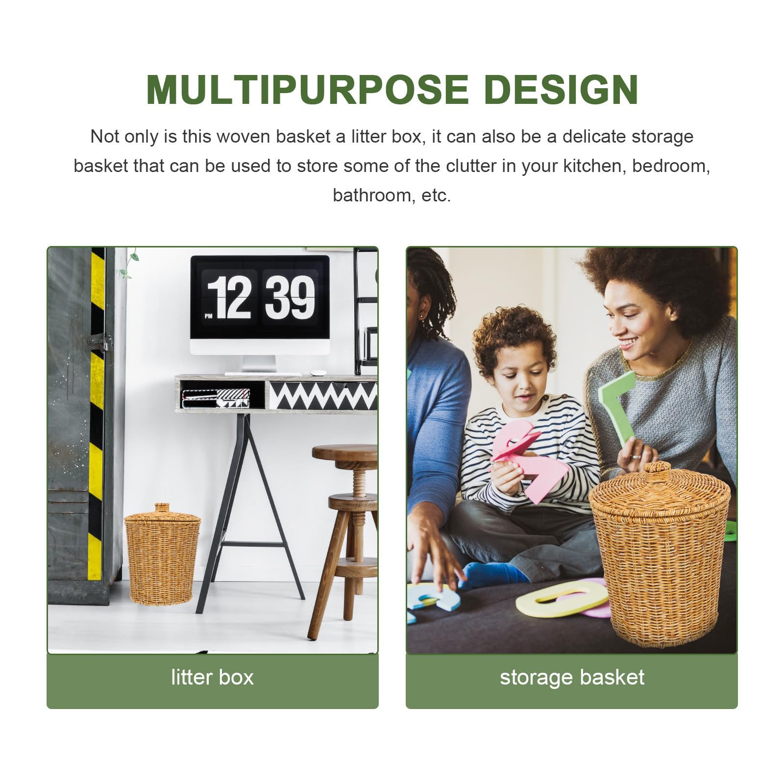 Toddmomy Cestino Rotondo in Plastico con Coperchio, Decorativo