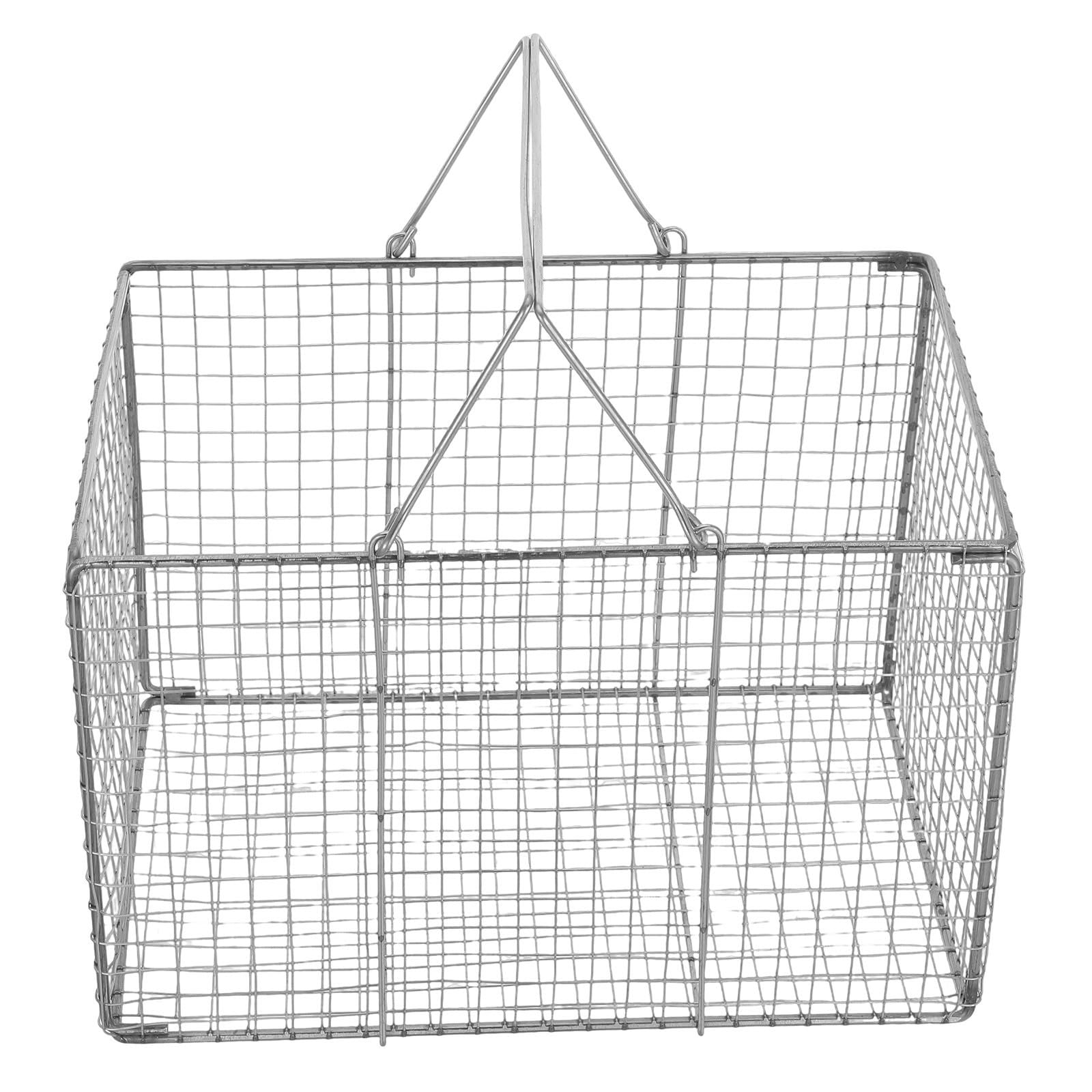 Amosfun Edelstahl Schall Reinigungskorb mit Griff Rechteckig Robust und Sicher für Laborausrüstung und Schallreinigungsmaschinen Silber