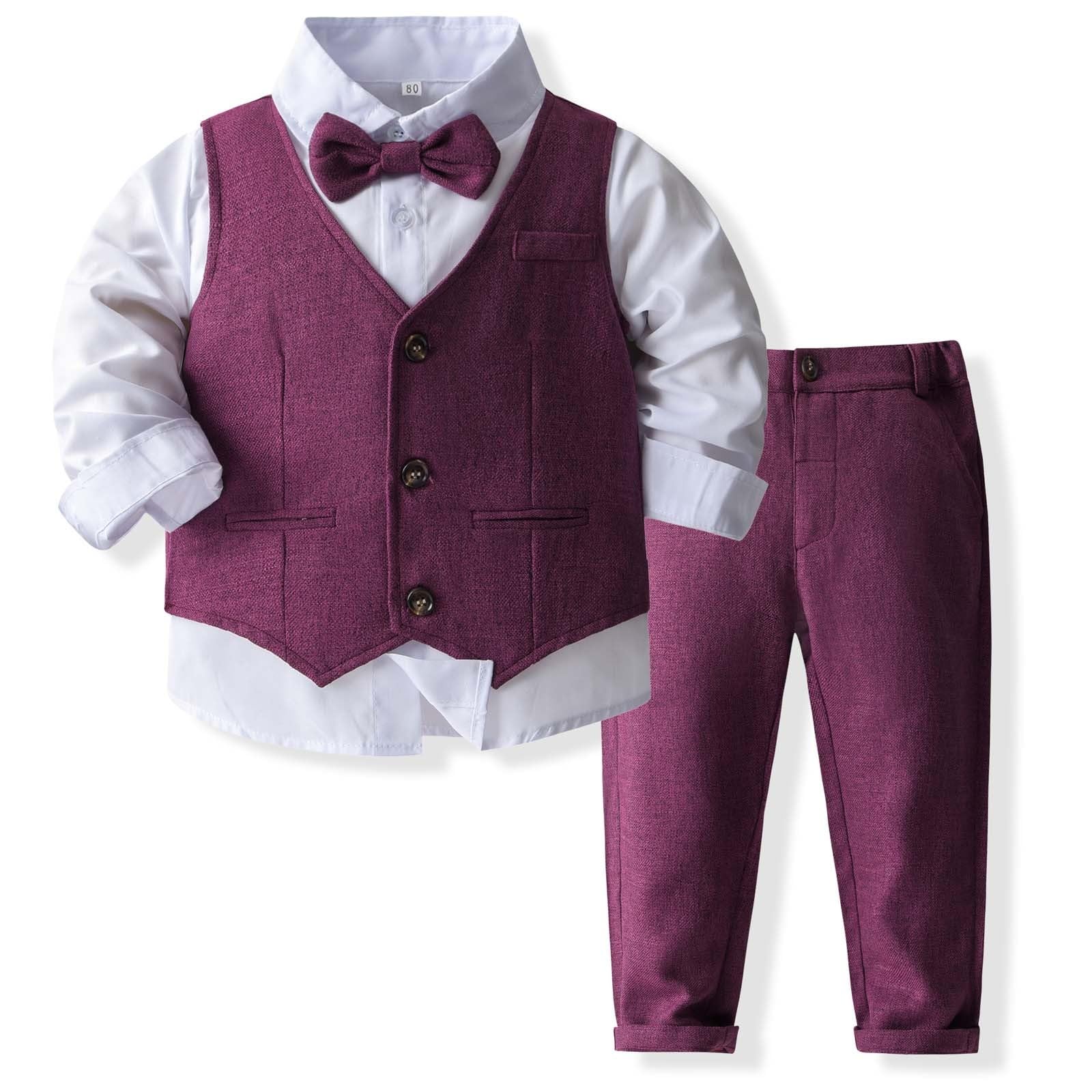 WWricotta Abiti, Per Neonati, Completi, Smoking Per Neonati, Da Uomo, Formali, Camicia + Gilet + Pantaloni, Completi Per Neonati, Anti-rughe
