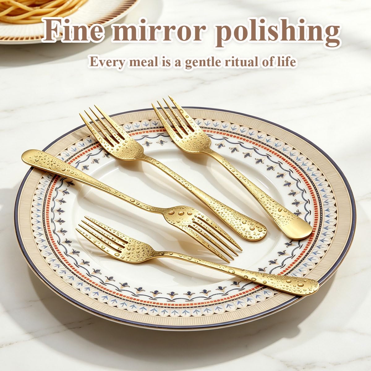 Berglander 12-Piece Gold Dinner Forks Set, 7.28" Titanium Gold Plated Stainless Steel Table Salad Forks for Home Restaurant Hotel Wedding Party, Dishwasher Safe — Amazon image 4