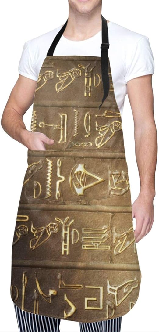 ACADEST Egyptian text Apron With Pockets, Waterproof Adjustable Kitchen