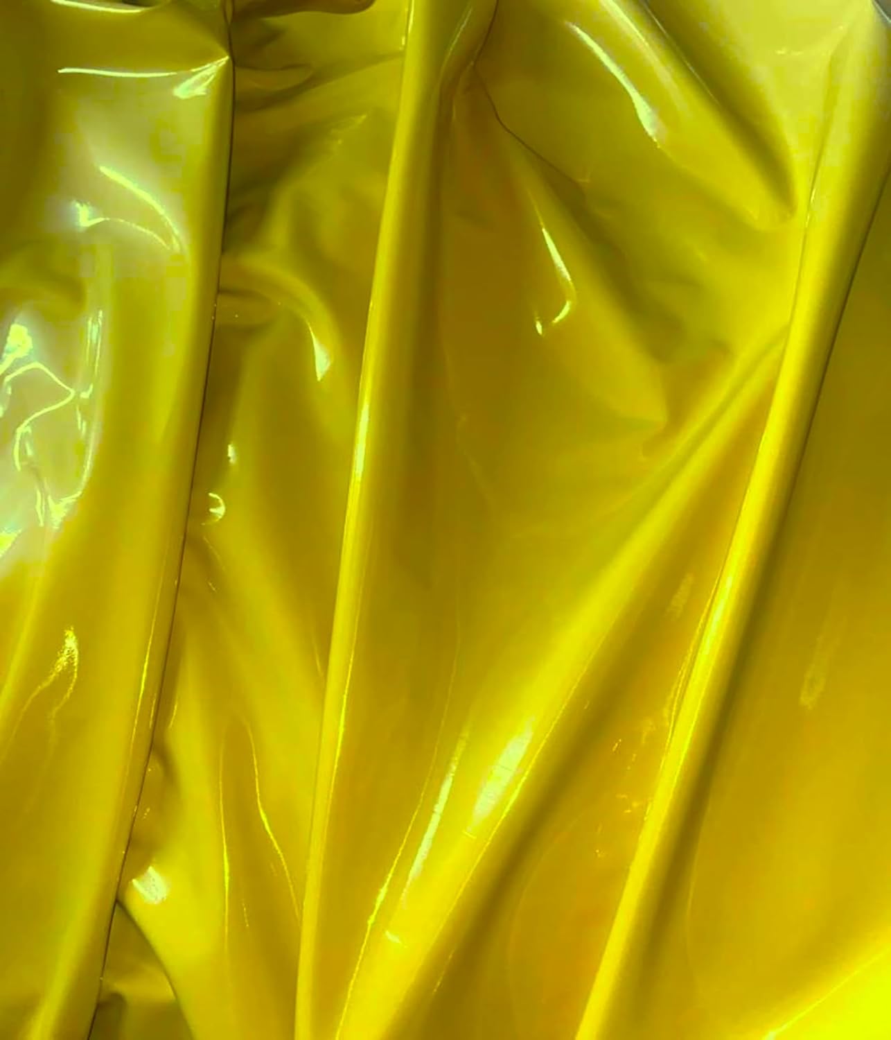 Keily & Megan Inc, 54" Wide Dancewear Shiny Stretch Faux Latex Vinyl Fabric (Yellow, 3 Yards)