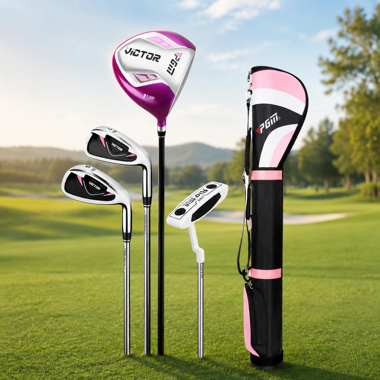 Golf Club Equipment Schlägerset mit Driver -Holz Eisen Putter Ausgestattet mit Schlägertasche Tragegurt Ständer für Männer Frauen Wochenendgolfen