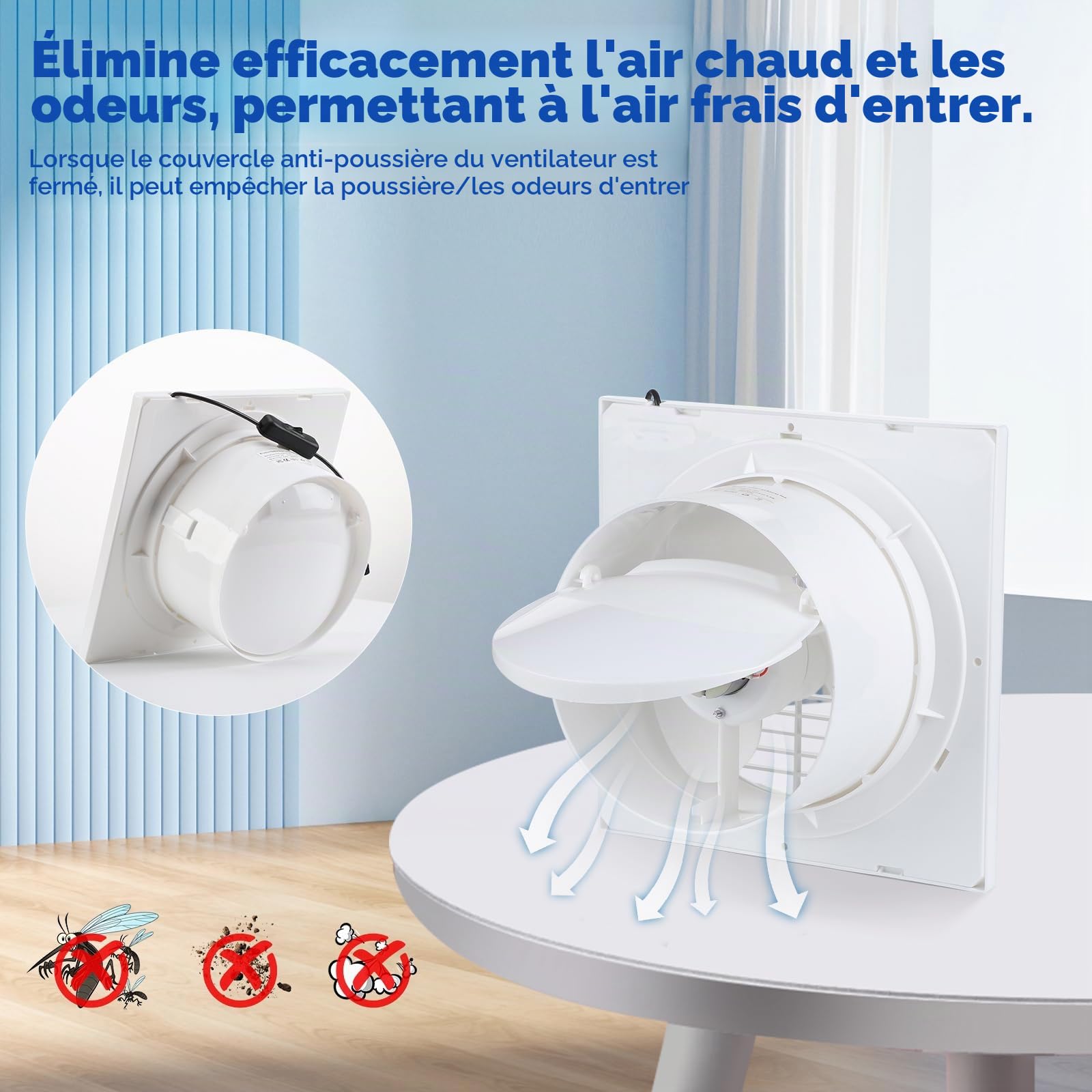Ventilateur solaire 15 W, 8in ventilateur solaire exterieur résistant aux intempéries Avec ligne de commutation CC, extracteur d'air solaire pour serres, poulaillers, hangars, niche