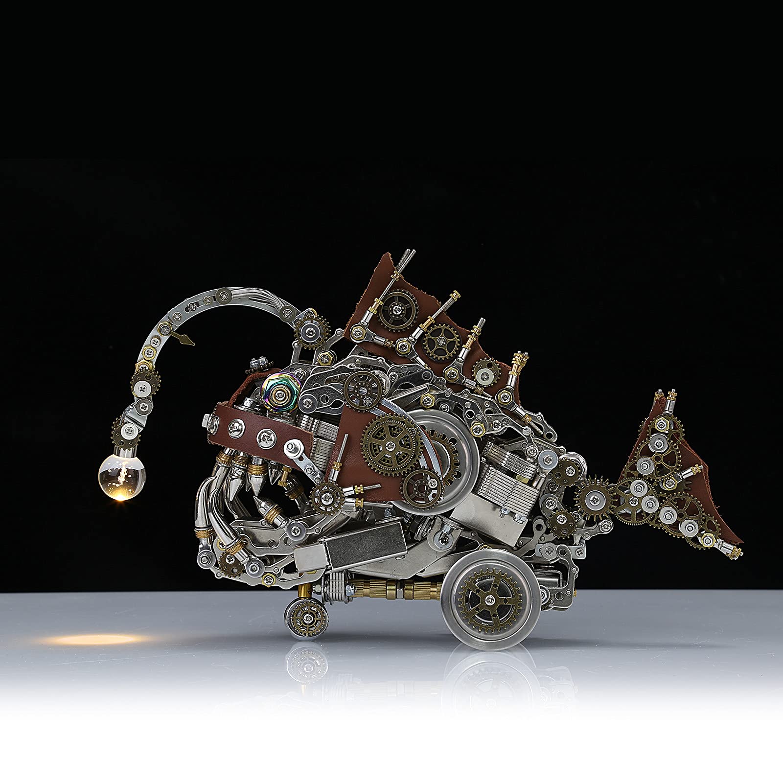 Puzzle 3D metalu, 1064 szt. Model montażu ryby wędkarskiej, zestaw modeli 3D metalu, model wycinany laserowo, mechaniczna układanka