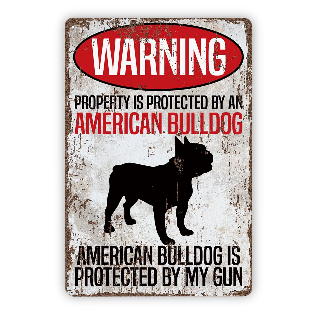 Vintage Metal Tin Signs, Property Protected by an American BullDog, Gift for American Bulldog Lovers, Funny Metal Beware of Dog Signs, Courtyard Porch Decor, Funny Yard Sign, 11.8 * 7.9Inch