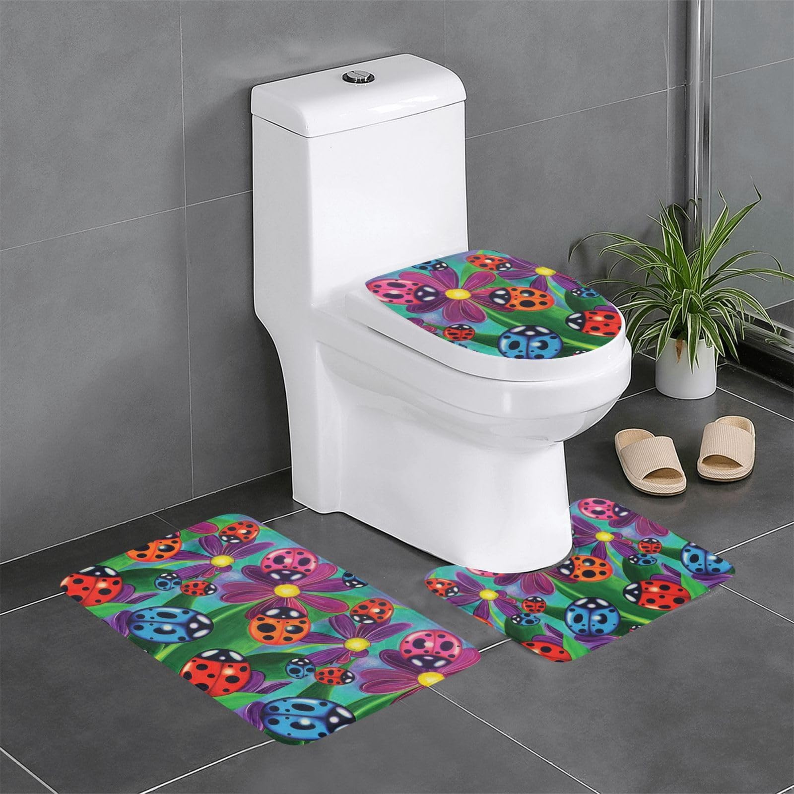 Tapis de sol en flanelle coccinelle 61x40cm lot de 3 pour intérieur