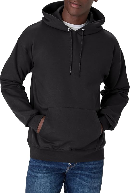 Hanes Men's Ultimate Cotton Heavyweight Pullover Hoodie Sweatshirt, Black, Large