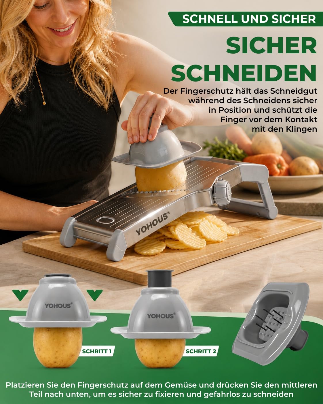 Gemüsehobel Mandoline - Verstellbarer Gemüseschneider aus Edelstahl