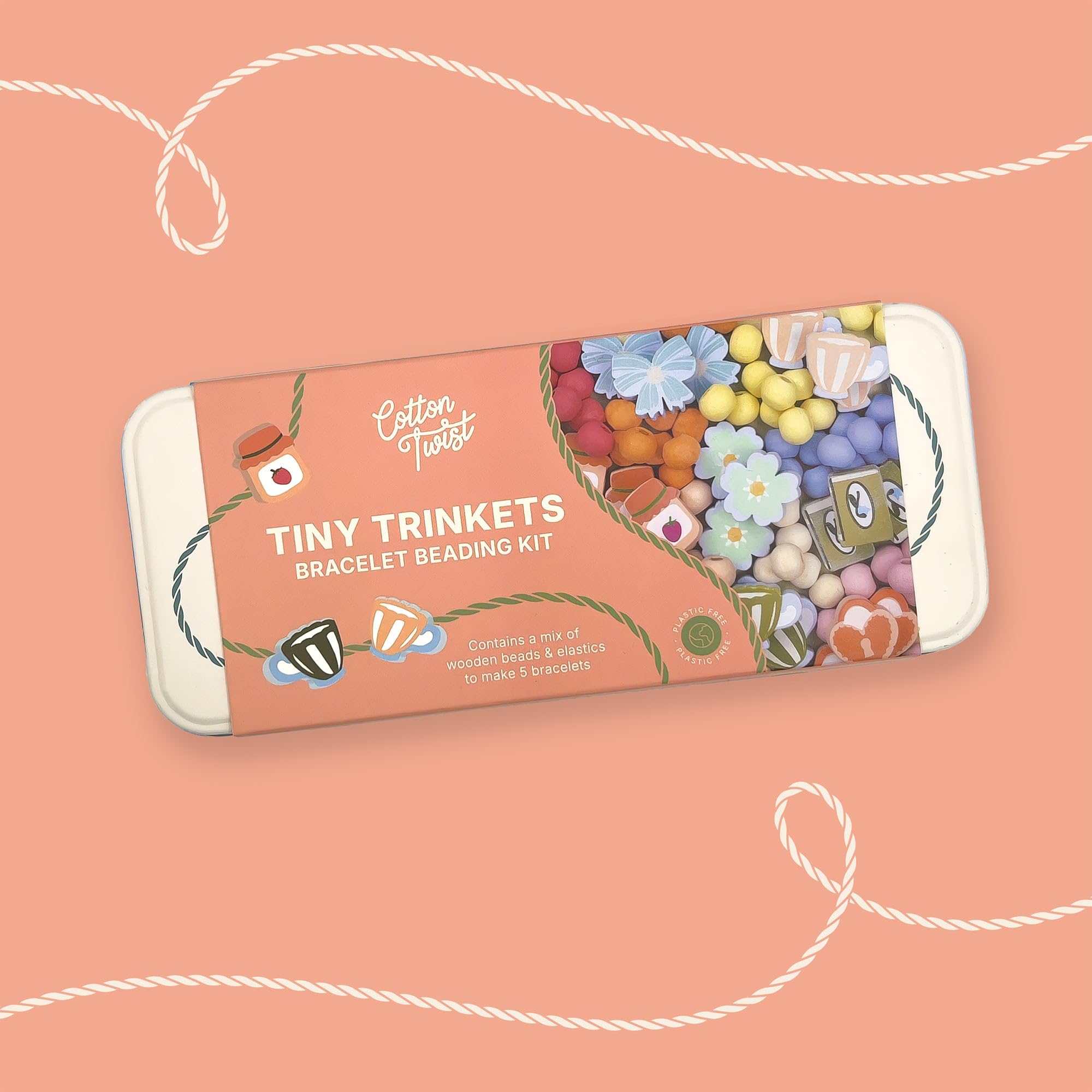 COTTON TWIST Tiny Trinkets Wooden Bracelet Beads Craft Kit for Kids - Image 3