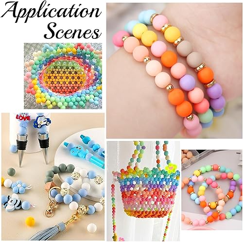 Miniatura 6 de 600 cuentas redondas acrílicas mate de 0.315 pulgadas, 24 colores surtidos de cuentas de goma de mascar de plástico con agujero, cuentas sueltas a
