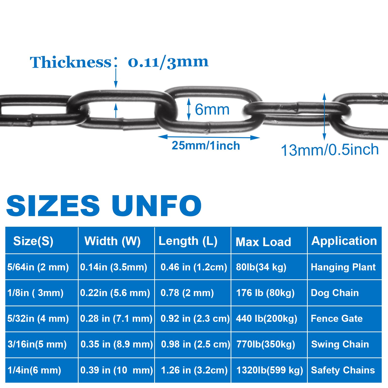Heavy Duty Chain Link - 26.24ft Black Steel -3
