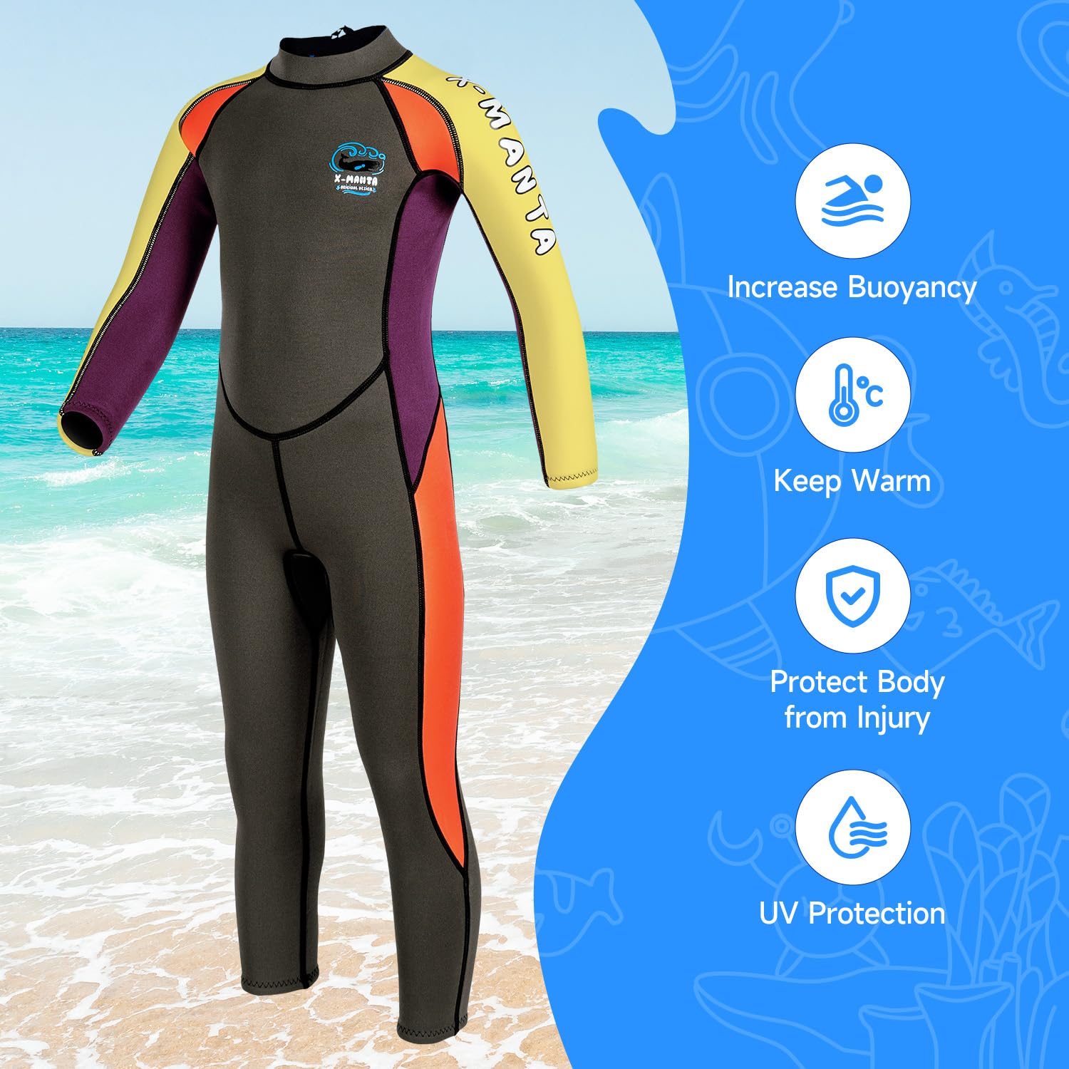 Kinder Neoprenanzug für Jungen Mädchen Kleinkind Jugend Langen Ärmeln 2.5mm Neopren-Thermo-Badeanzug Volle Nassanzüge im kalten Wasser für Schwimmen Surfen Tauchen