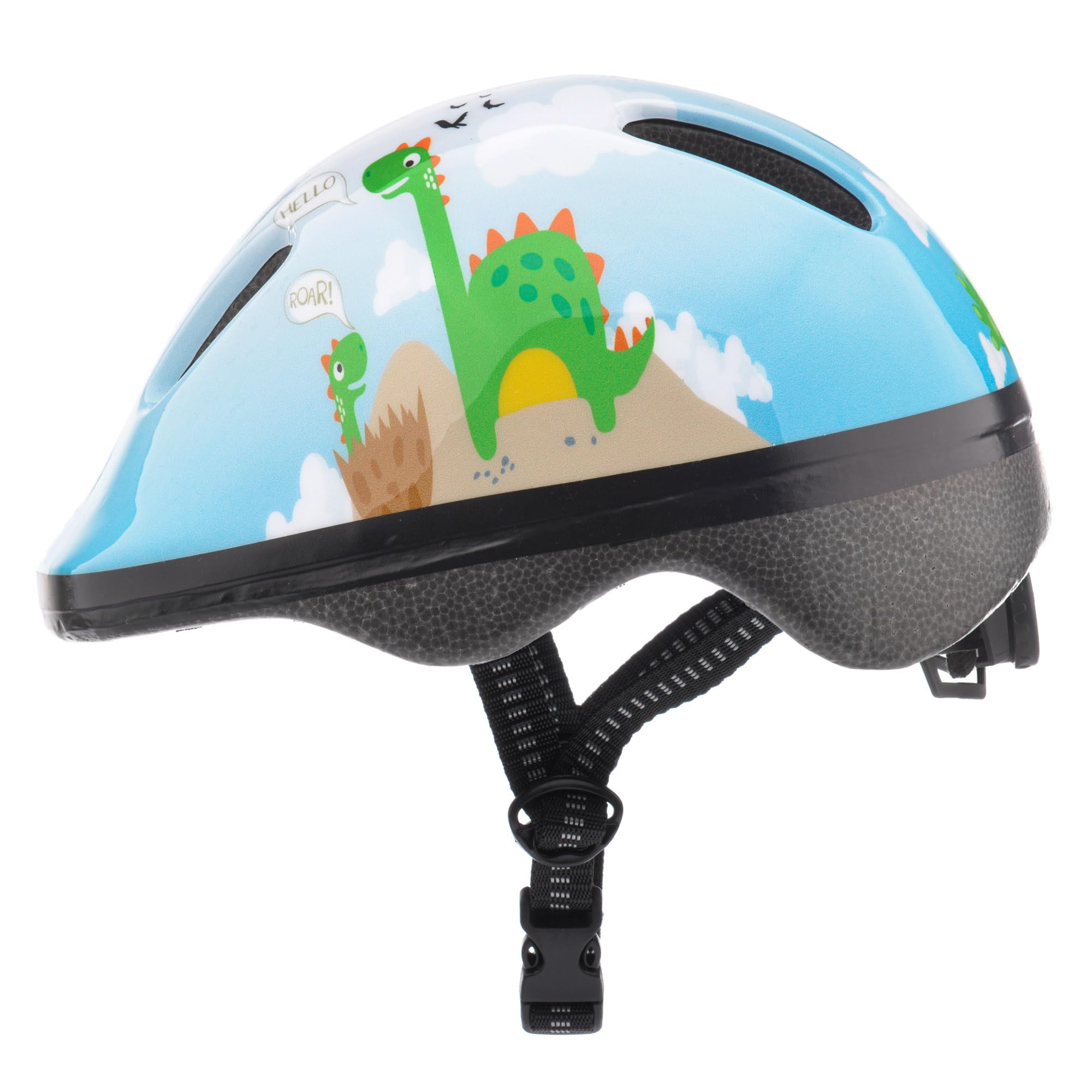 Meteor Kids Bike Helmet Dino roar S 48-52 cm, Toddler & Child Cycling Helmet, Lightweight Adjustable Scooter & Skate Helmet with Airflow Vents, Washable Padding, Safety Head Protection