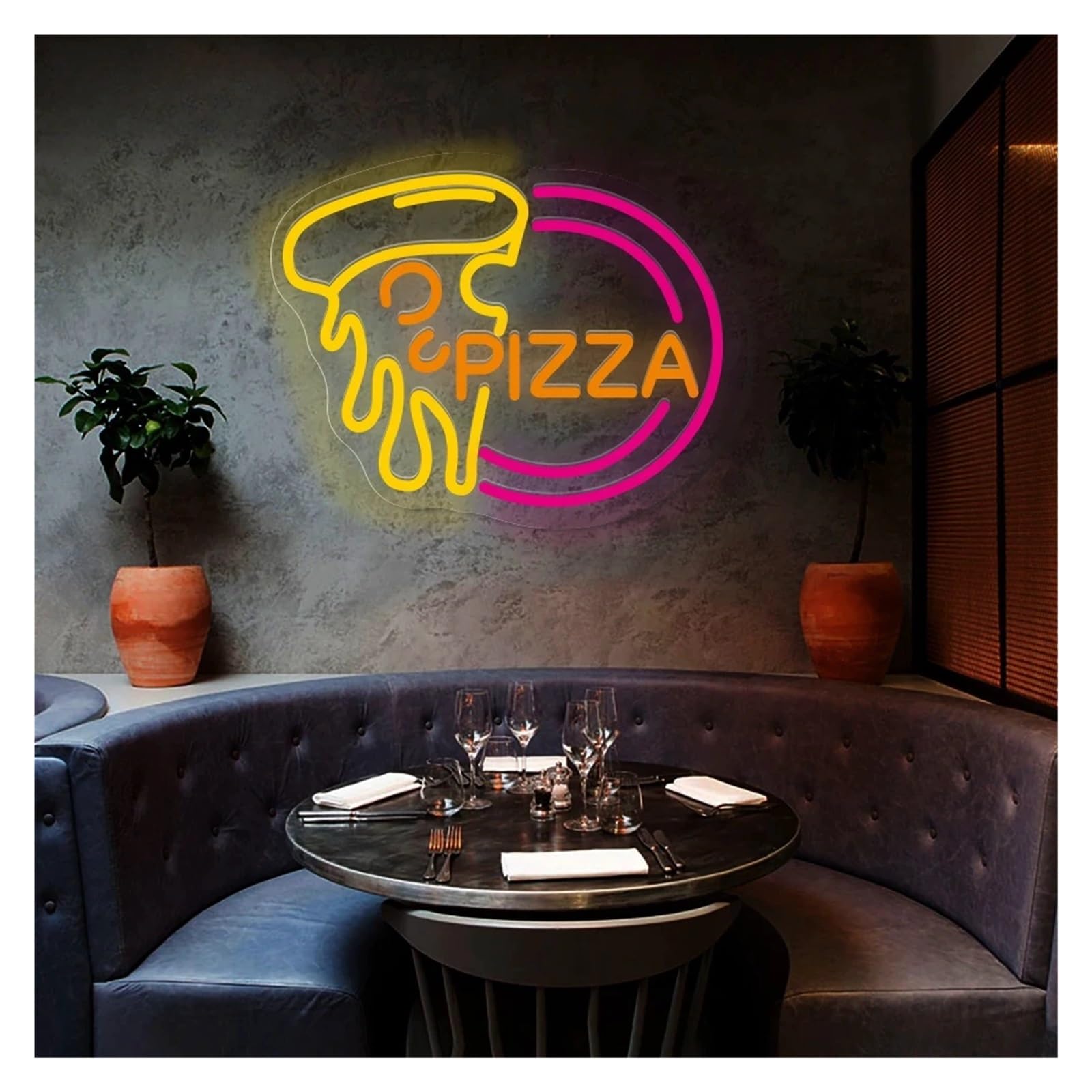 LEMST Signs Lamp Open Pizza Neon Signs USB Powered Open Neon Lights Adjustable Brightness, Suitable for Fast Food Decor 30cmx38cm