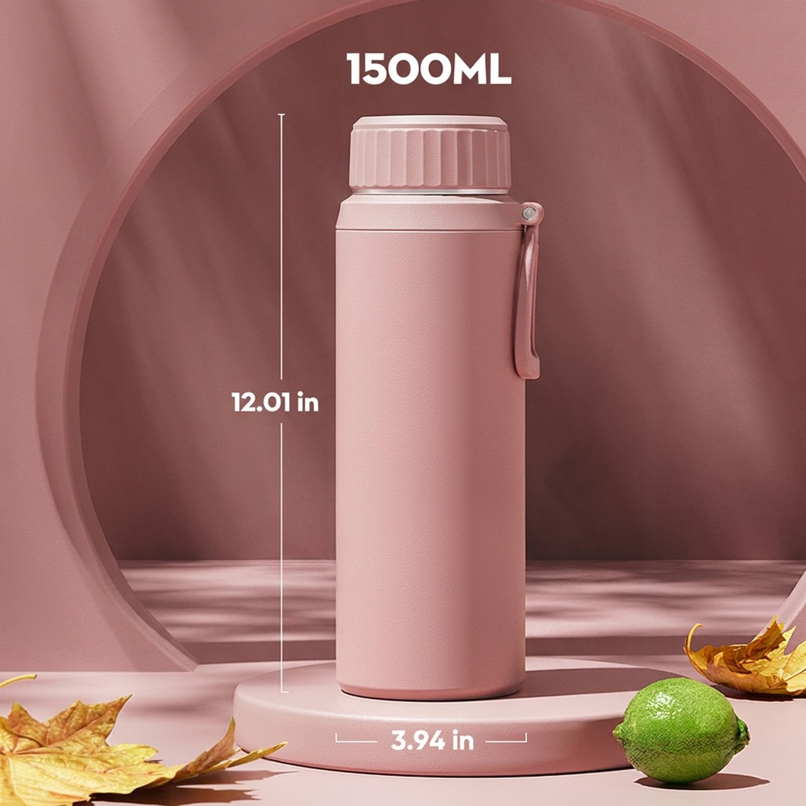Botella de agua de acero inoxidable 316 de 1 L/1,5 L, termo aislado al vacío con infusor de té desmontable, sin BPA, taza de viaje a prueba de fugas, mantiene el calor y el frío durante más