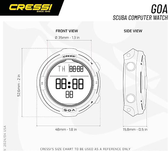 Cressi Goa Dive Watch Computer | 4 Programs - Air/Nitrox, Freediving, Gage | Made in Italy