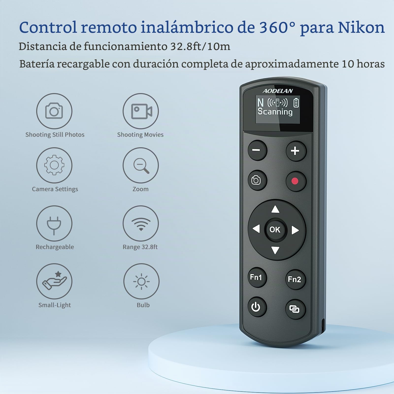 Disparador recargable para cámara inalámbrica Nikon, mando a distancia compatible con COOLPIX P1000, P1100, P950, B600, A1000, Z50, Z30, Z fc, Z6 II, Z7 II, Z5, sustituye a AODELAN ML-L7 (negro)