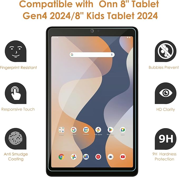 Protector de Pantalla de Vidrio Templado Hianjoo 2 Pack para Onn 8" miniatura 3