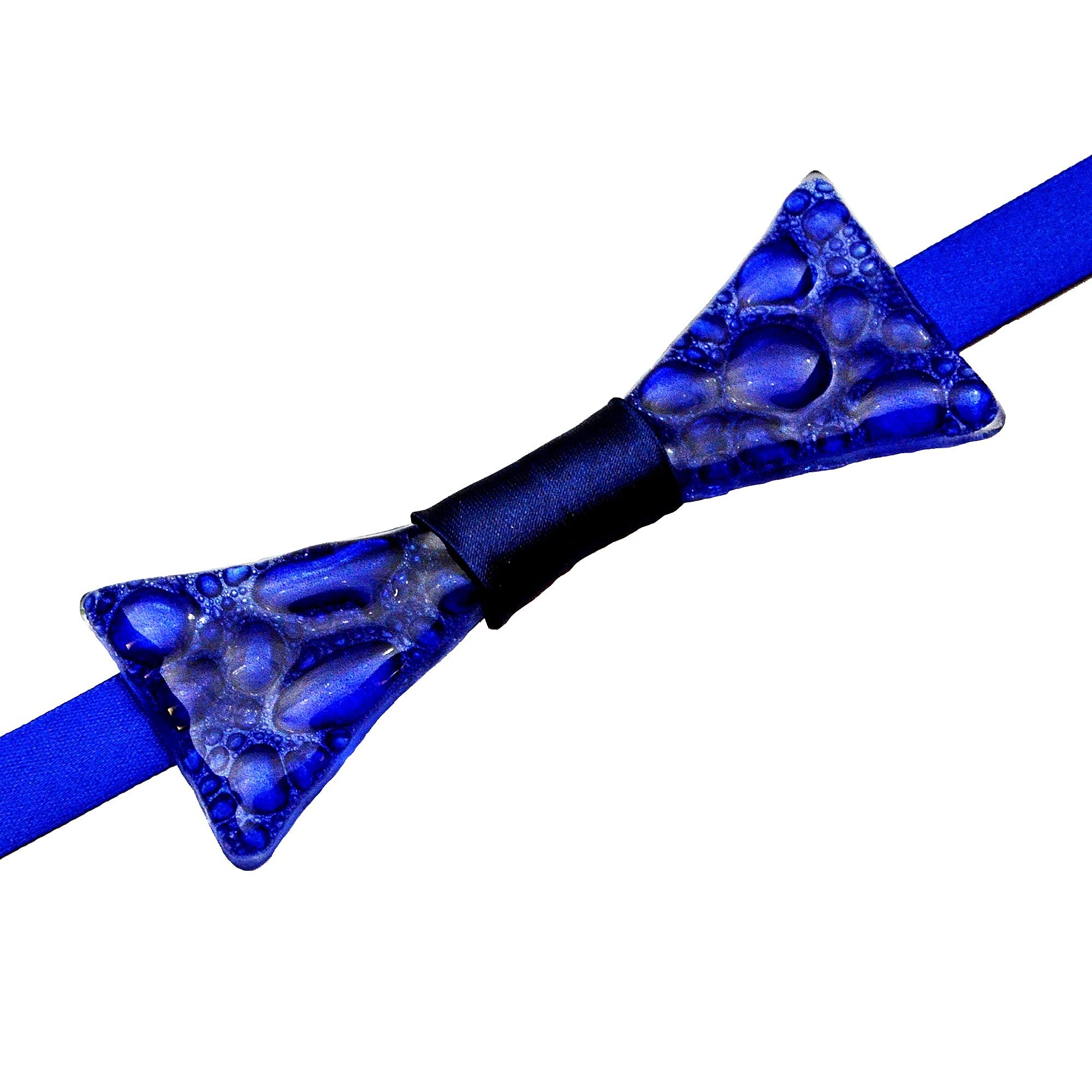 Papillon blu • Vetro ceco • Vetro a bolle ceco • Nastro di raso • Papillon fatto a mano