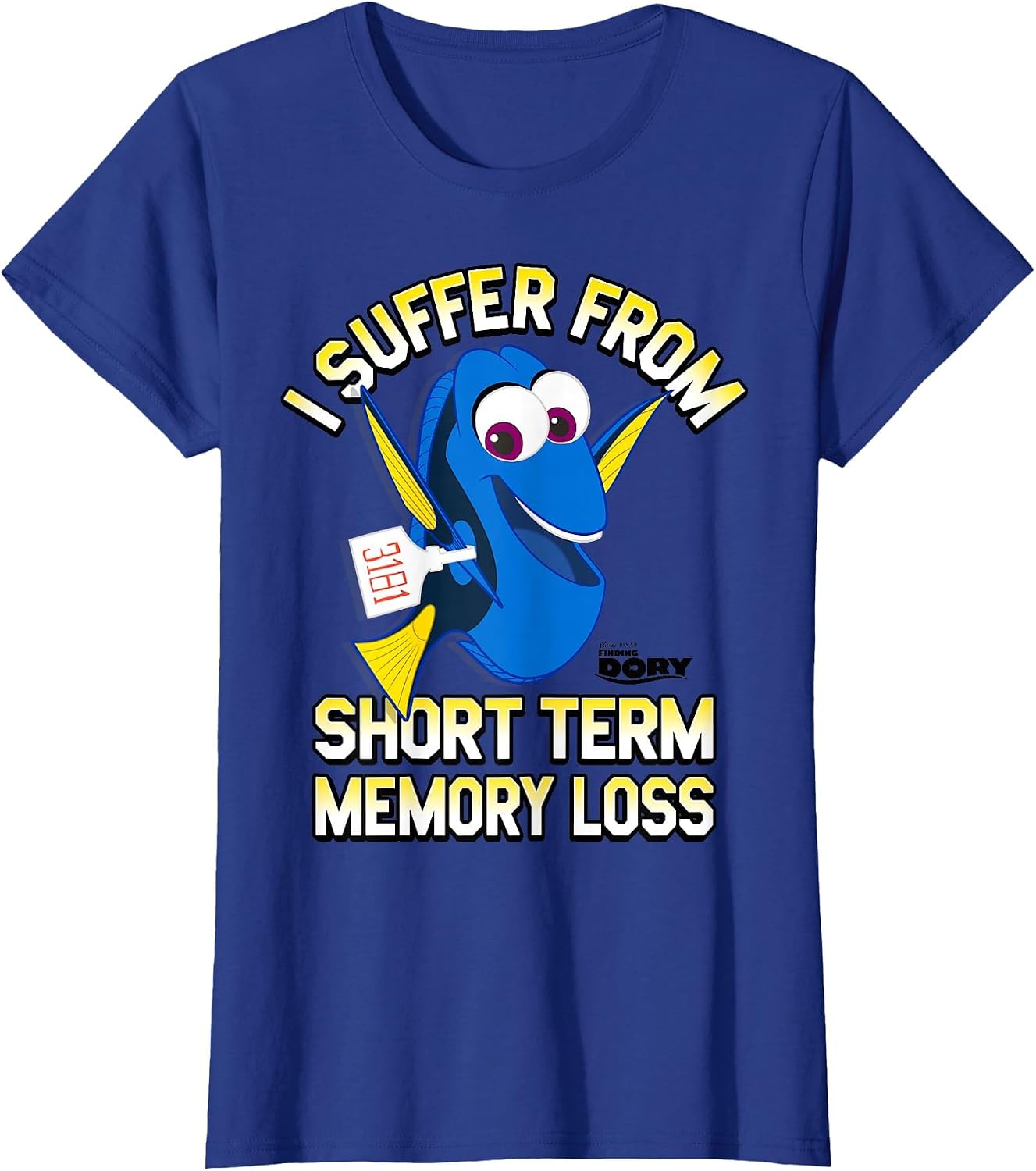 Disney Pixar Finding Dory I Suffer from Memory Loss Logo T-Shirt, Women, Royal Blue, Medium