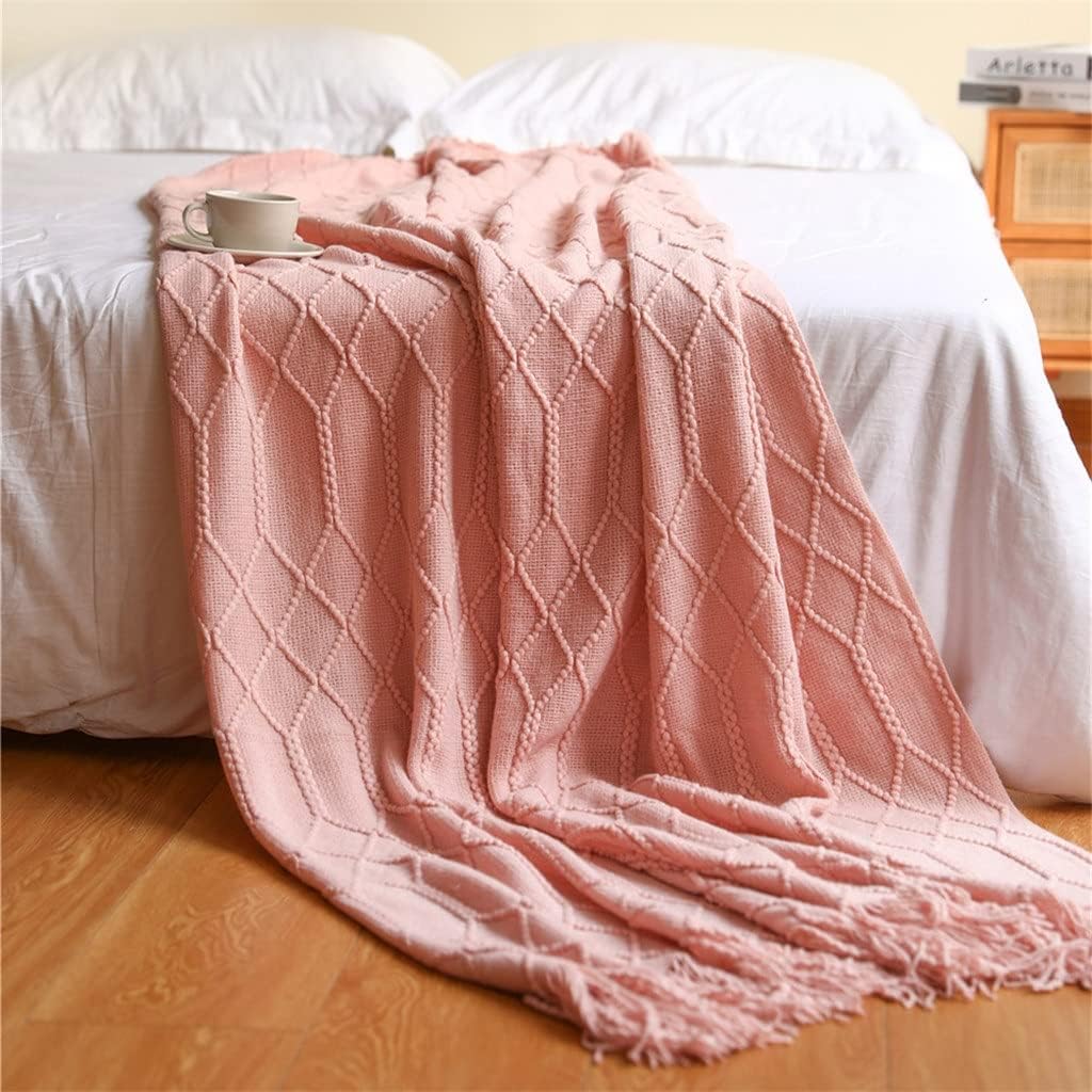 Fashion Soft Knitted Sofa Throw Blanket European Tassel Comfortable Warm Office Nap