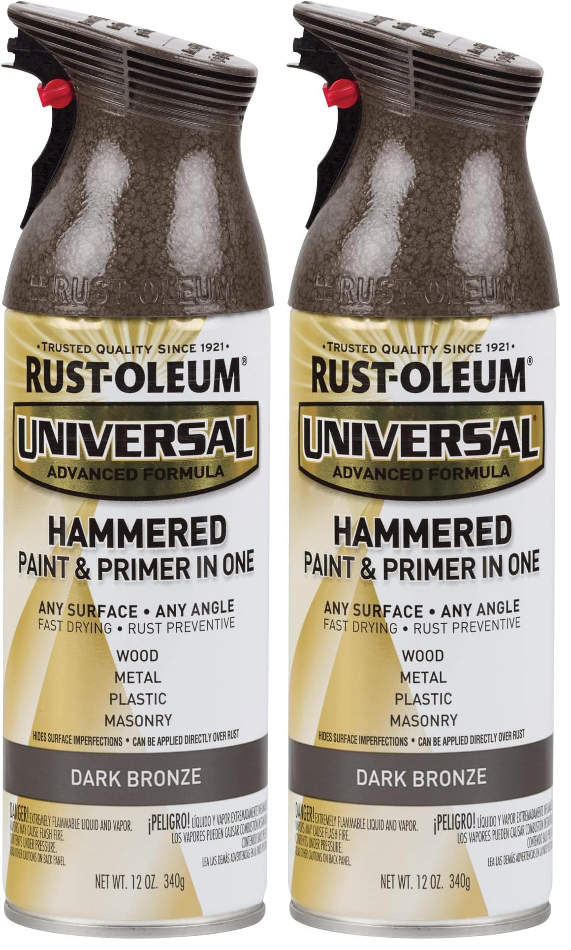 Rust-Oleum 258199 Universal All Surface Hammered Spray Paint, 12 oz, Dark Bronze (Pack of 2)