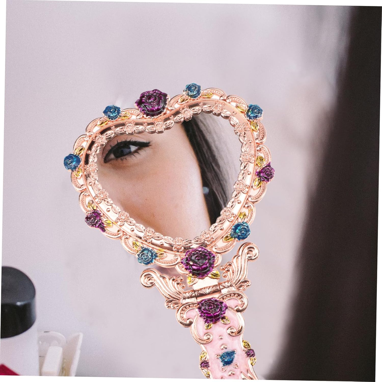 Retro Handheld Mirror Set Makeup Mirror Comb Kit Folding Vintage Portable for Women Vanity