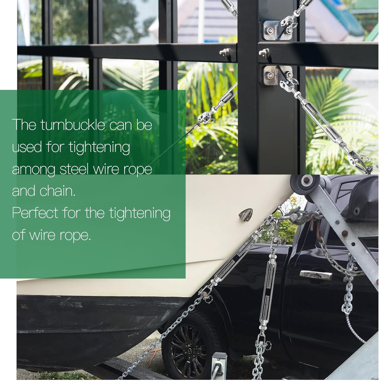 M12 Jaw Jaw Turnbuckle Stainless Steel Jaw and Jaw Turnbuckle, Jaw Jaw Closed Body Marine Turnbuckle, Durable for Wire Rope Cable (M12, Jaw & Jaw) - Image 7