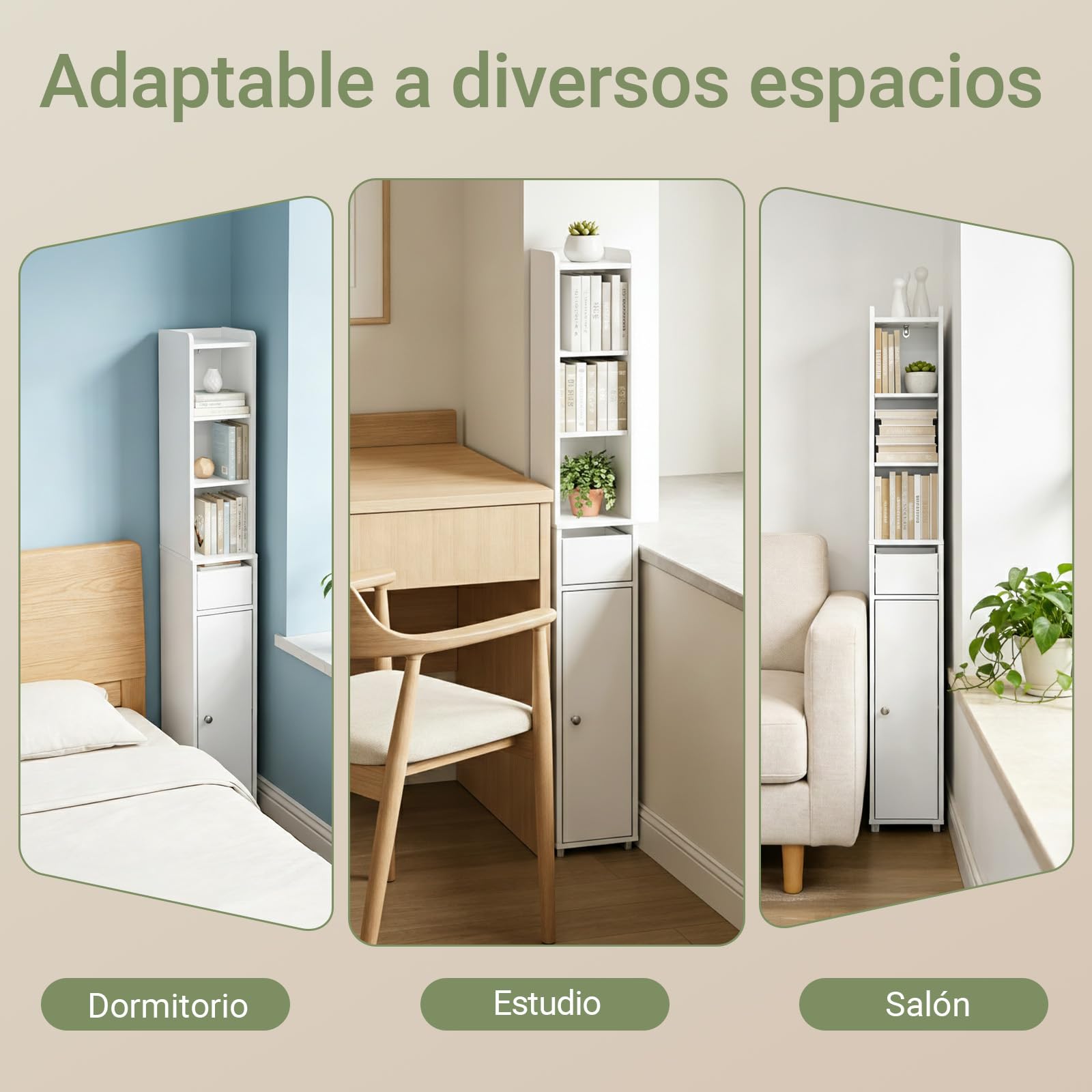 SoBuy Mueble Baño con Puerta y Cajón Estantería Multiusos 20x20x145cm | Armario Baño Estrecho, Columna Alta Mueble Auxiliar, Armario Almacenaje para Espacios Pequeños BZR34-K-W