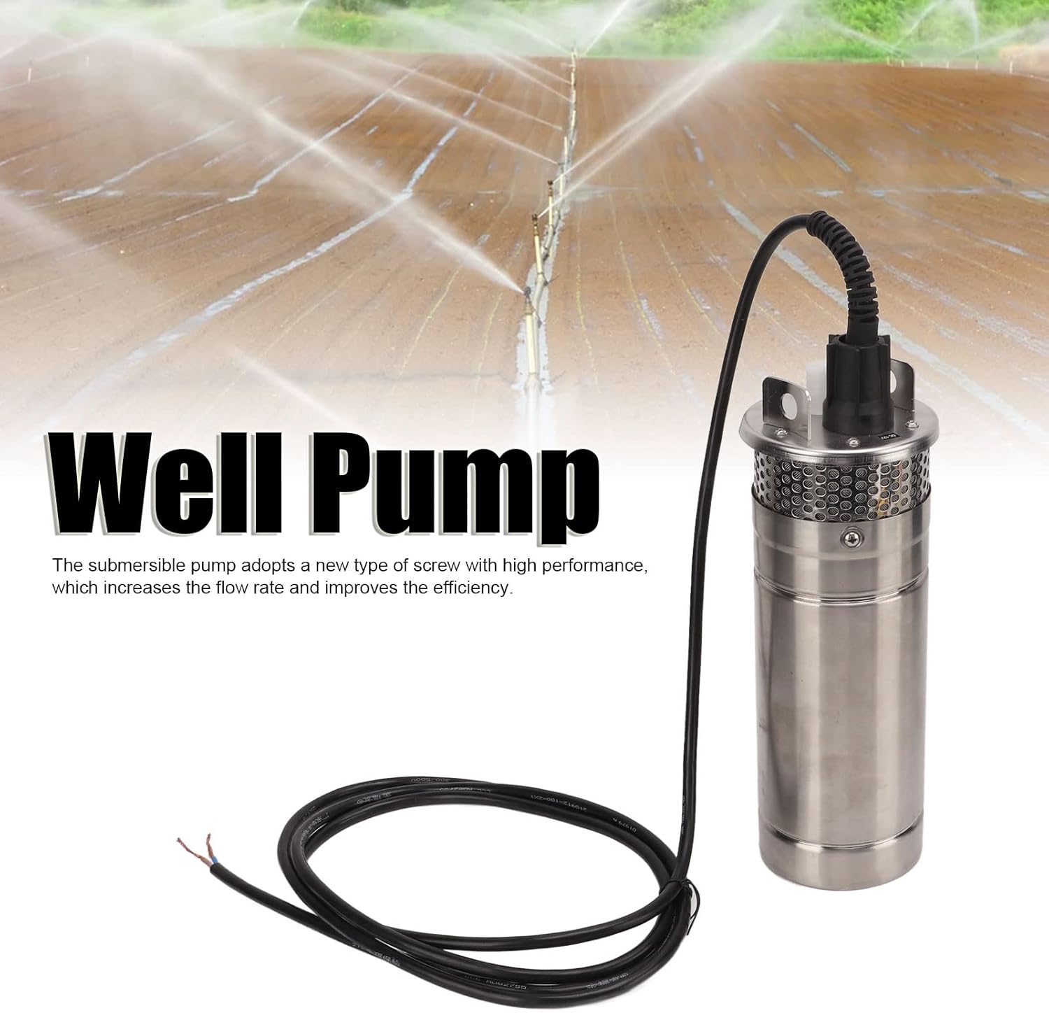 Pilipane Submersible Deep Well Pump 120W, High for Move Solar Energy Stainless Steel Body Red Copper Coil Water Pump 3 2GPM for Cities Farmland Irrigation and Home Use, (DC24V)
