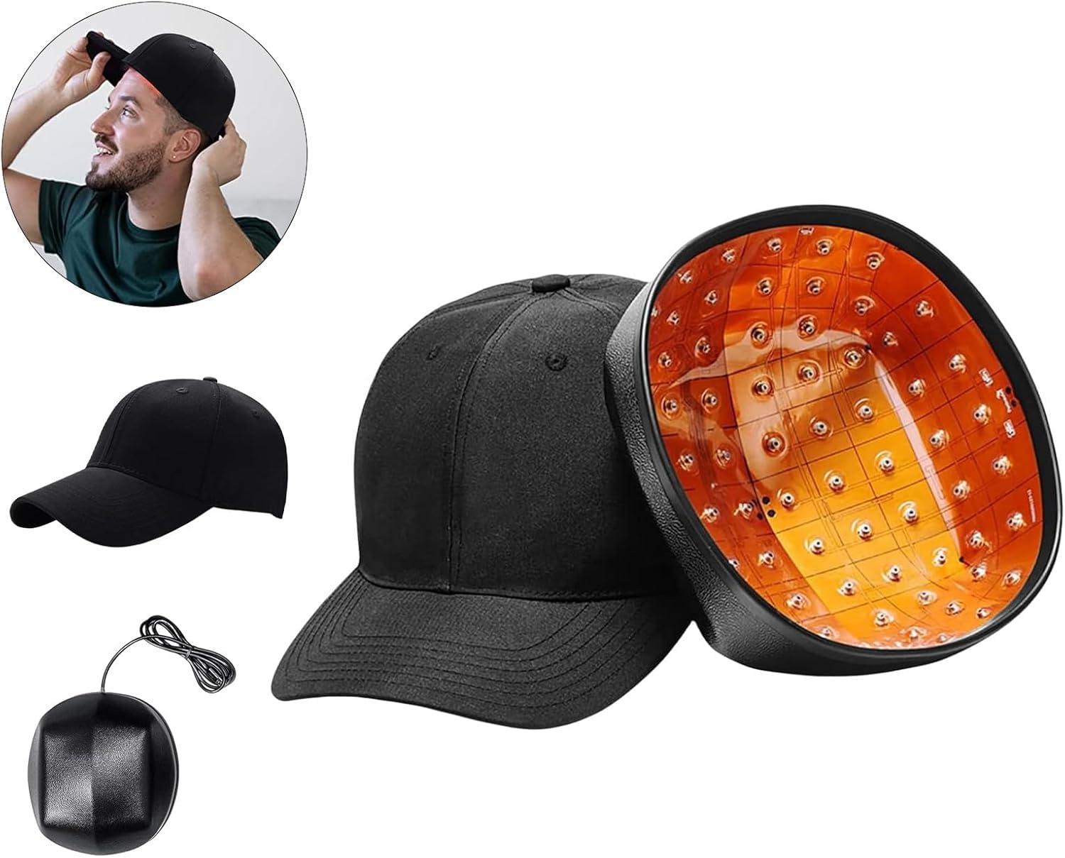 Cappuccetto a Luce Rossa, Cappello a Luce Rossa Per Testa, Tappo Di Crescita Dei Capelli Portatile, LED Da 215 Pcs, Dimensioni Da 660 Nm a 850 Nm Di Luce a Infrarossi, Per La Perdita Di Capelli