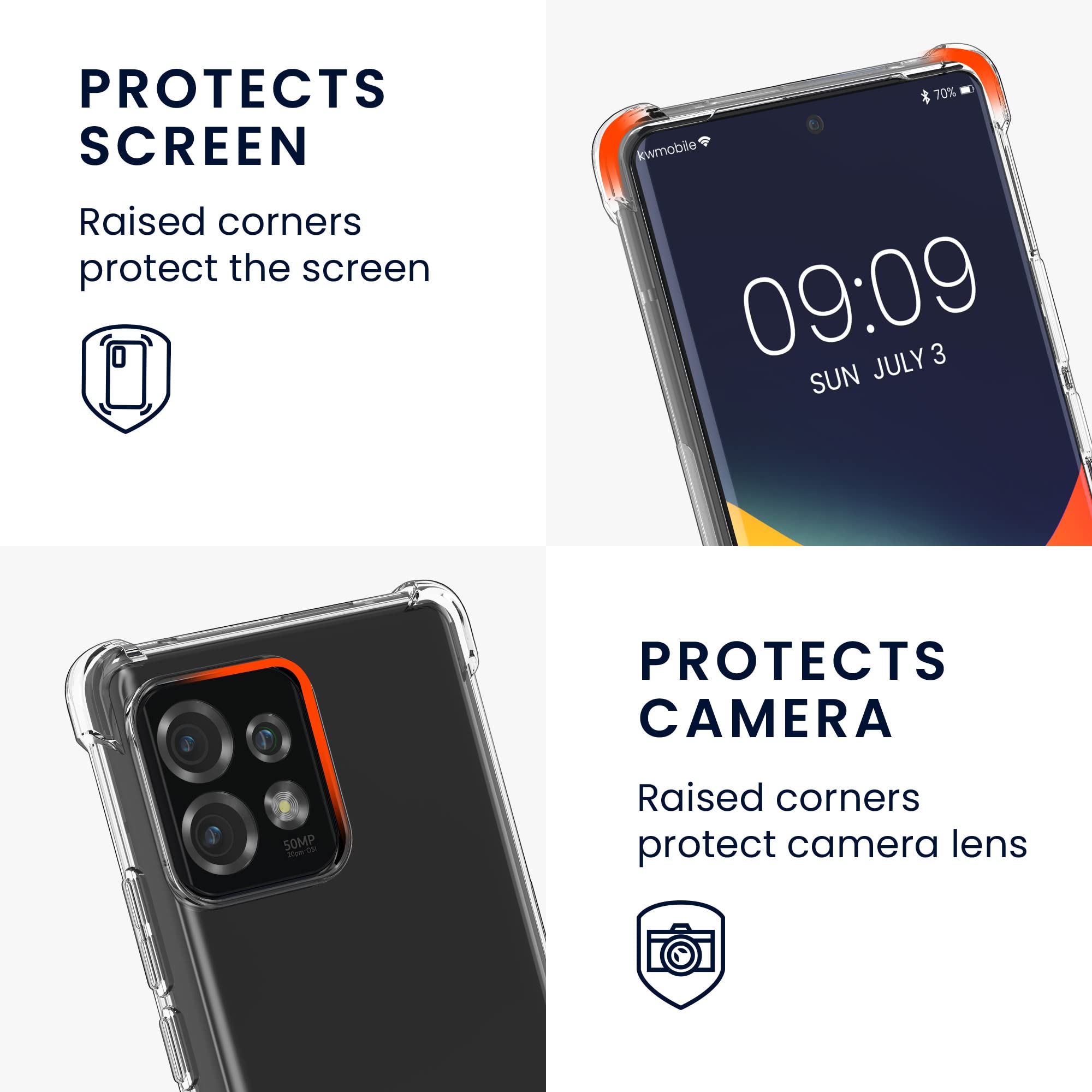 kwmobile Crossbody Case Compatible with Motorola Edge 40 Pro/Edge+ (2023) Case, Clear TPU Phone Cover w/Lanyard Cord Strap - Image 3