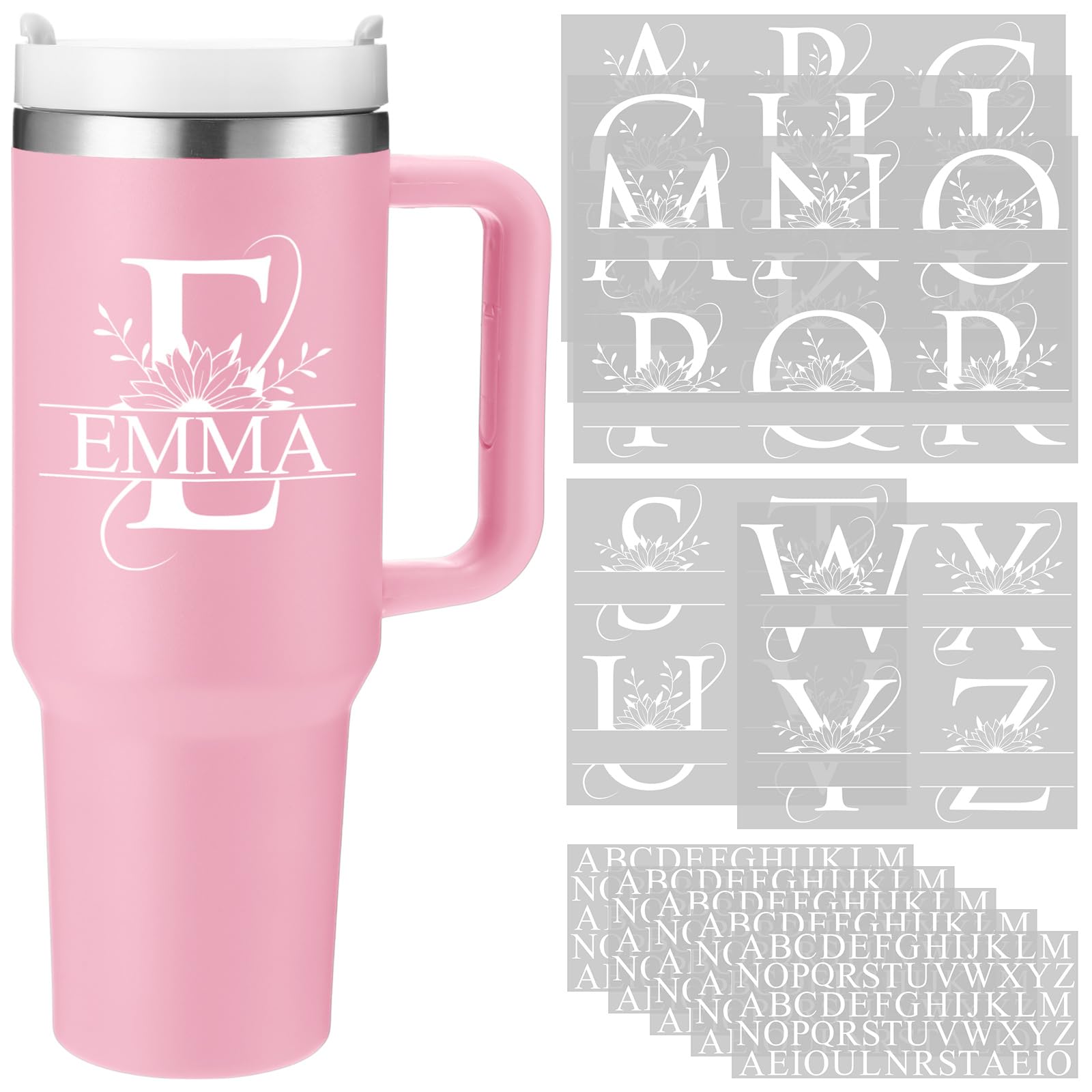 Gilprop 10 Sheets Sunflower Waterproof Split Letter Stickers Vinyl Name Decals for 30 40 oz Tumbler Personalized UV DTF Cup Wraps Monogram Stickers