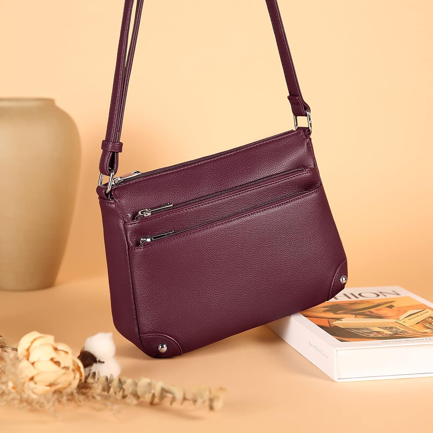 WESTBRONCO Crossbody Bags for Women, Medium Size Shoulder Handbags, Satchel Purse with Multi Zipper Pocket - Image 3