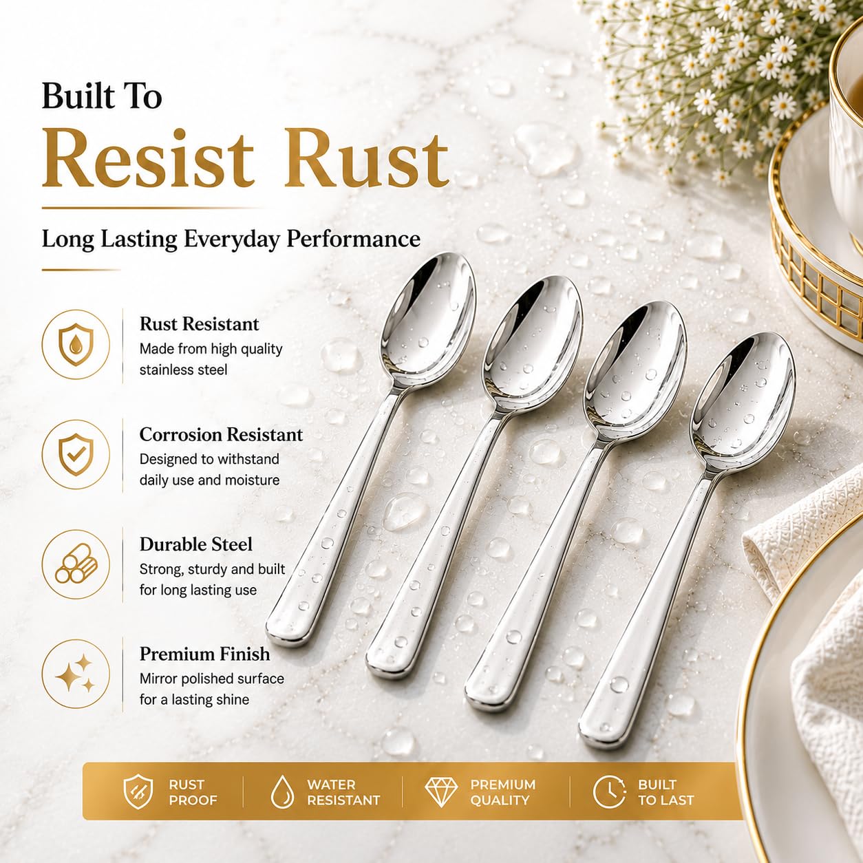 Kanshita's Rasoiware Stainless Steel Tea Spoon Set | Pack of 6 | Durable & Food-Grade Cutlery 3