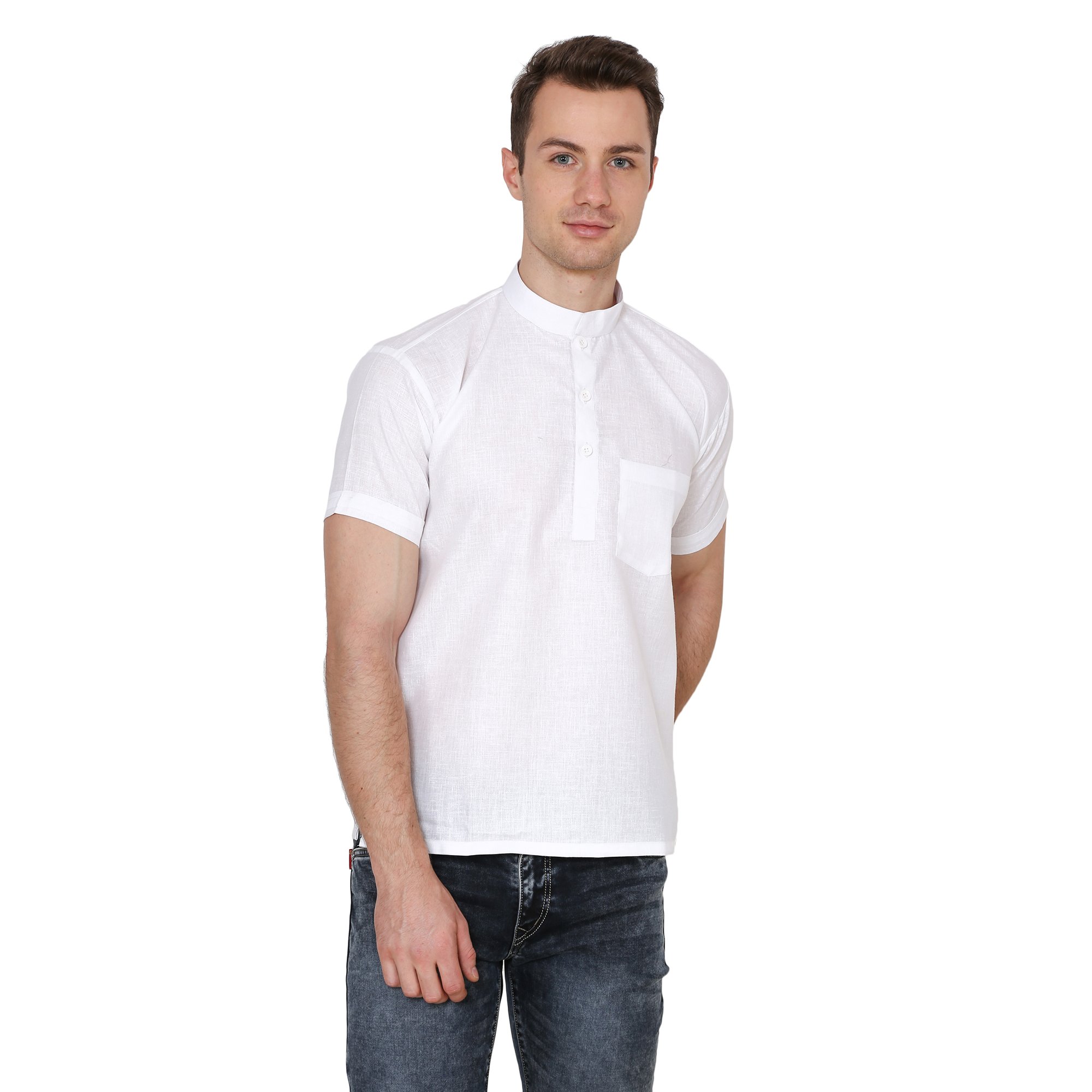 royal kurta Mens Cotton Ethnic Wear Regular Half Sleeve Short Kurta-picture-35
