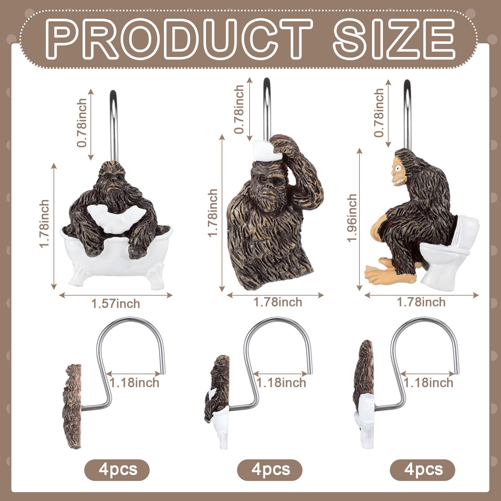 Bigfoot Shower Hooks - Rustic Bathroom Decor -2