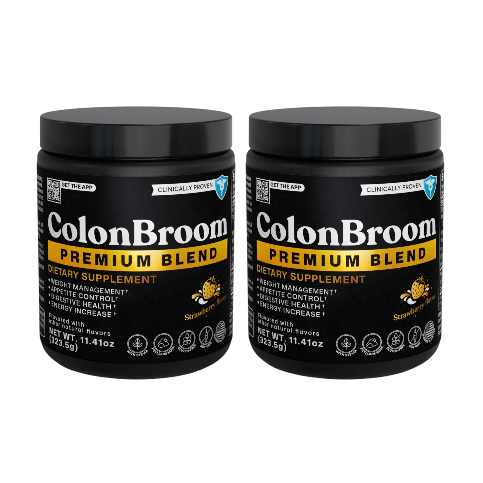 - ColonBroom Premium Weight Management Supplement (Strawberry) - Colon Broom Psyllium Husk Fiber Powder Drink - Gluten Free, Non-GMO Colon Cleanse for Bloating Relief & Gut Health, 100 Servings