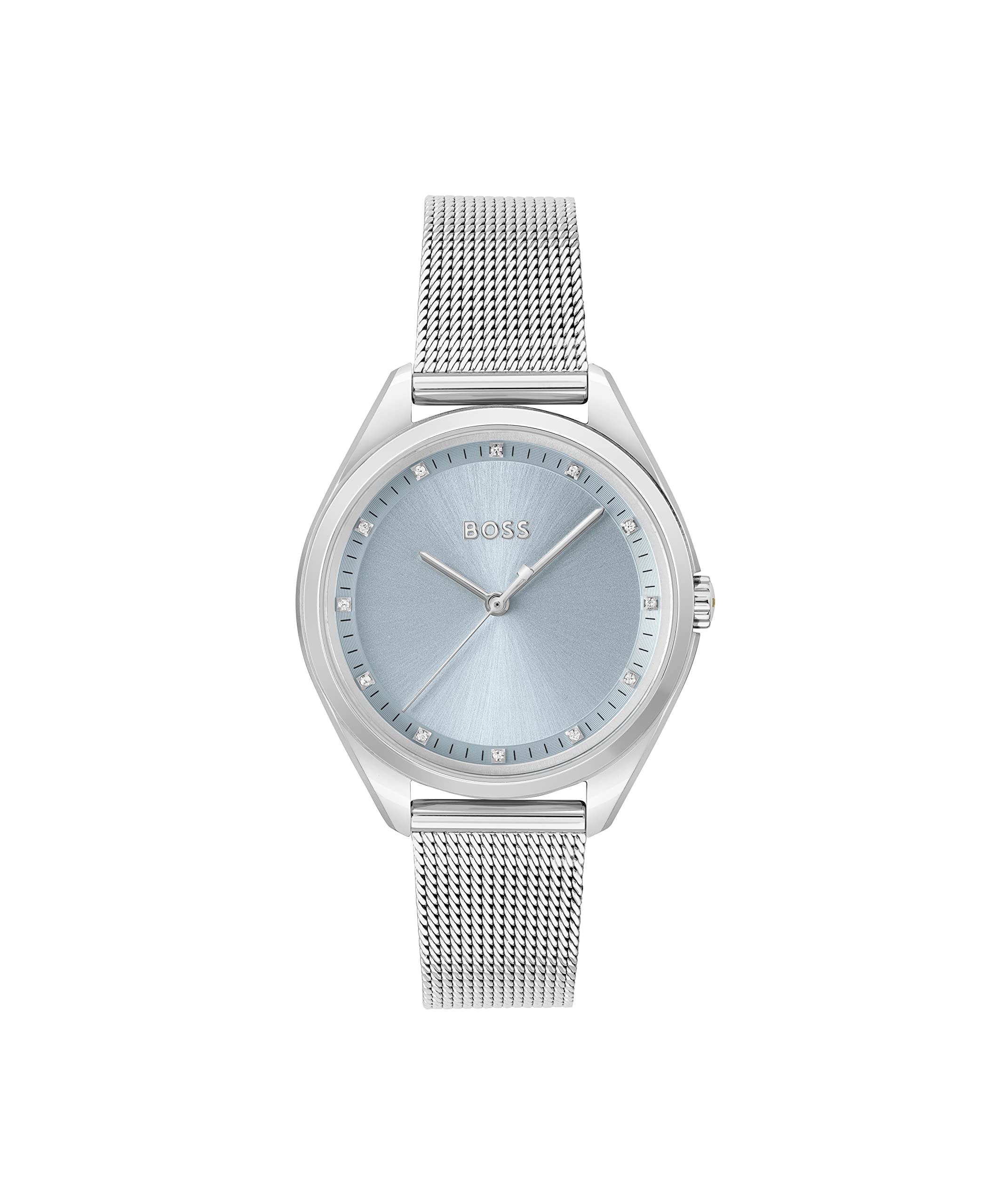 BOSS Saya Qtz Basic Blue Round Dial Womens Watch|Stainless Steel Material|Silver Color Band - 1502667 (B0B8TZMF7D) Amazon Price History, Amazon Price Tracker