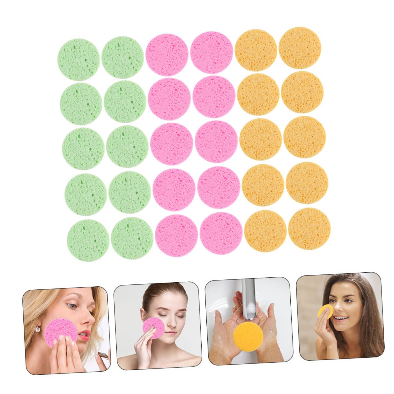 Healeved 90pezzi Spugne Struccanti Cellulosa Spugnette Rotondper Rimozione Makeup Colori Per e Trattamenti Esfolianti