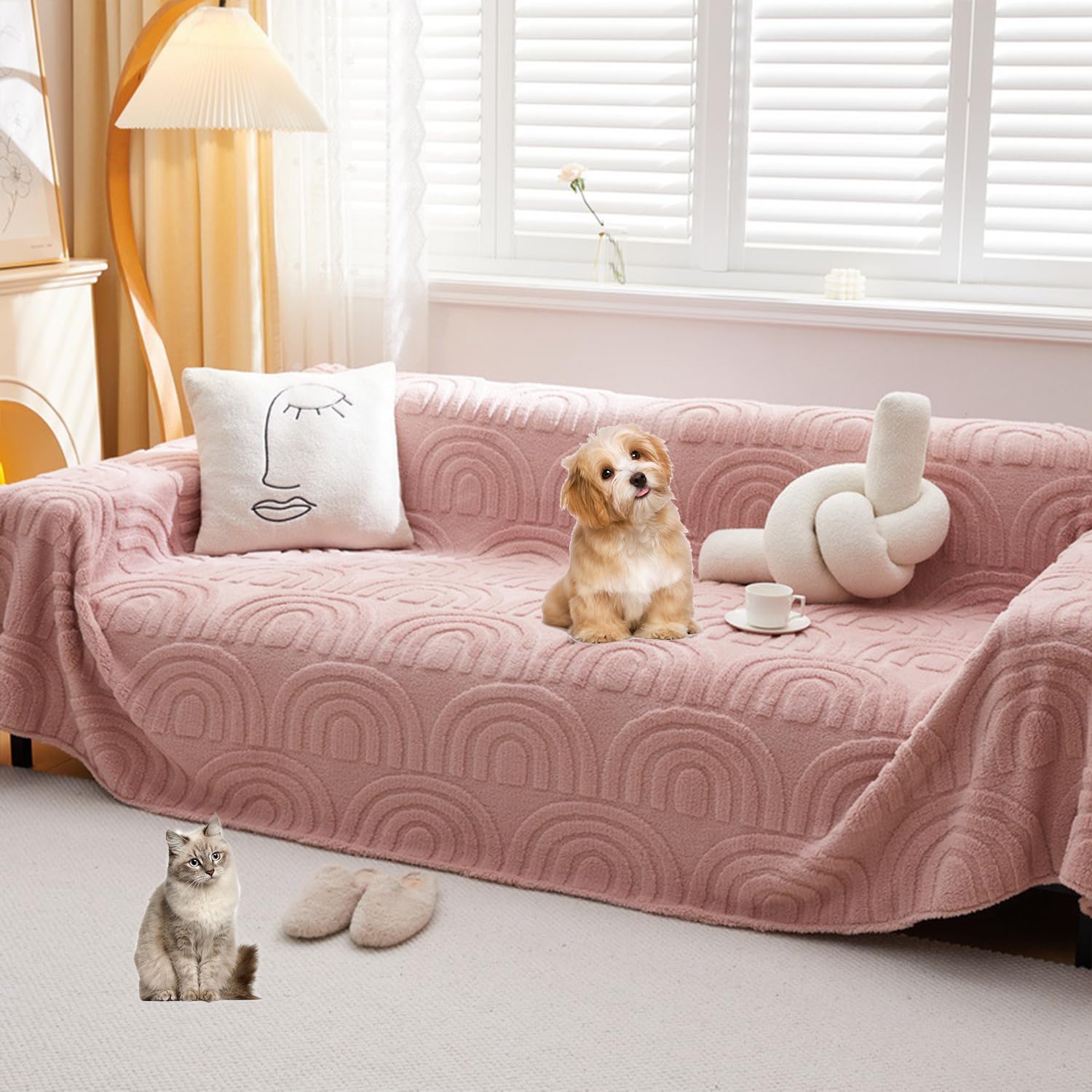 Housse de canapé en peluche antidérapante et multifonctionnelle contre l'usure