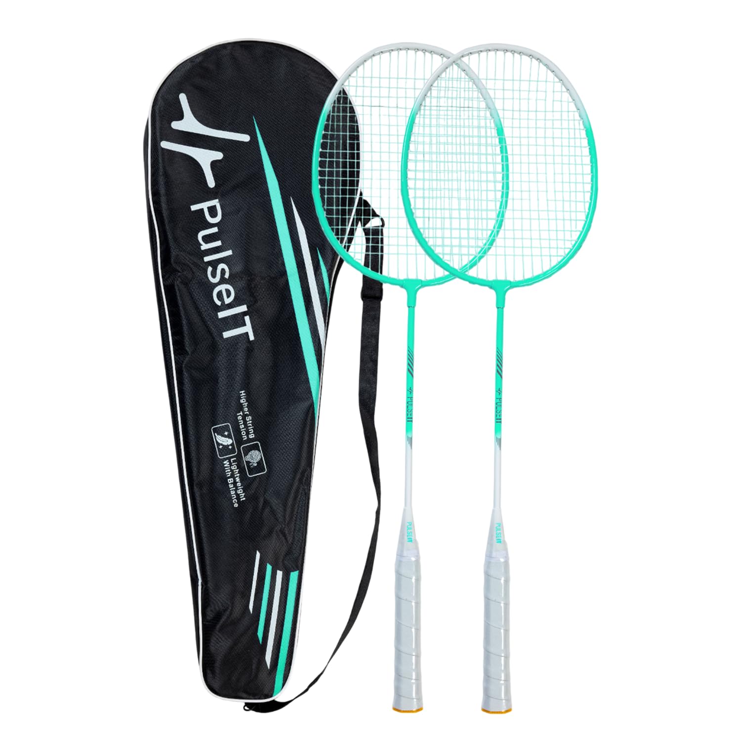 PulseIT Smash Badminton Racket- for Men & Women. Lightweight Aluminum Frame with High Tension Strings. Indoor/Outdoor Badminton Racquet for Training, Power Play & Control. (Green)-image-36