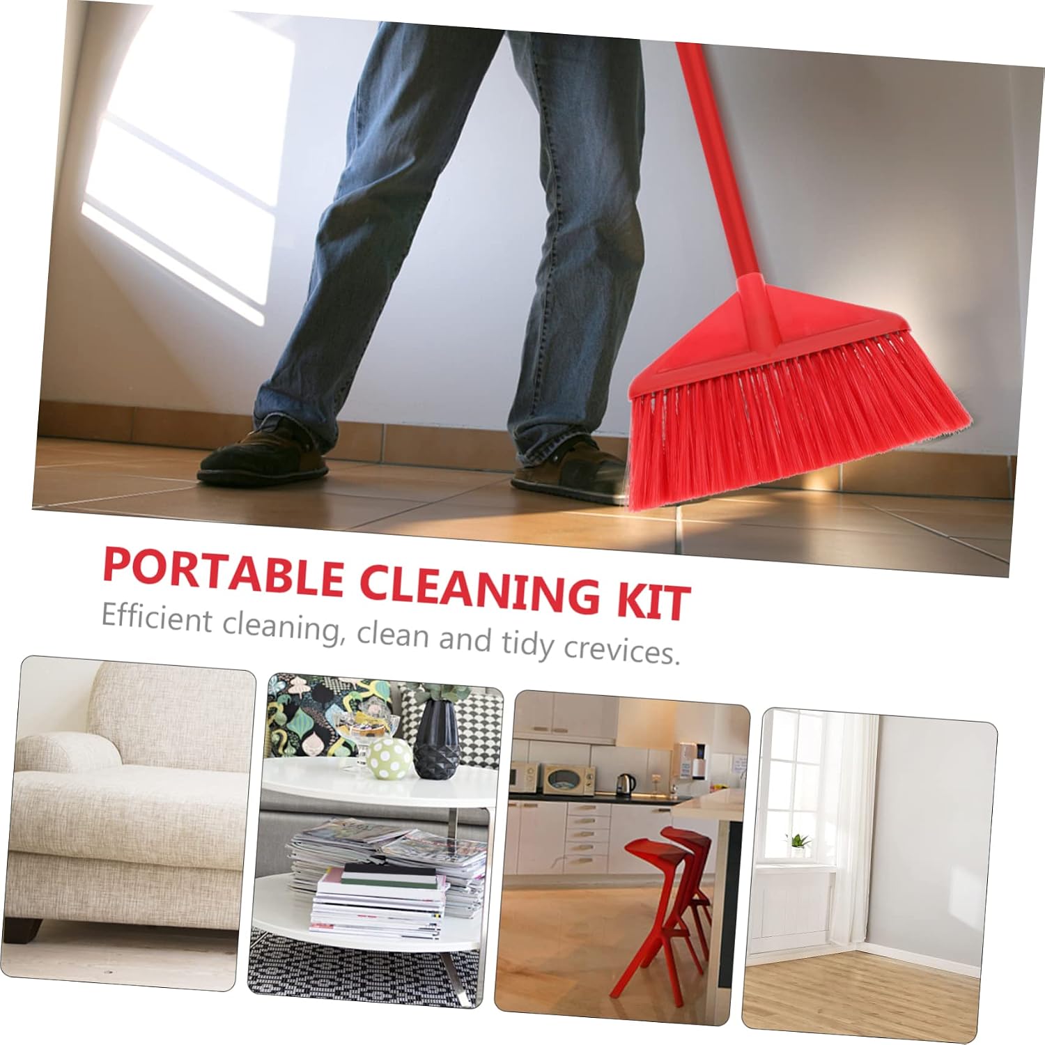 Replaceable Plastic Broom Head for Kitchen Cleaning Sturdy Sweeper Part for Household Use Compatible Standard Brooms for Home and Office