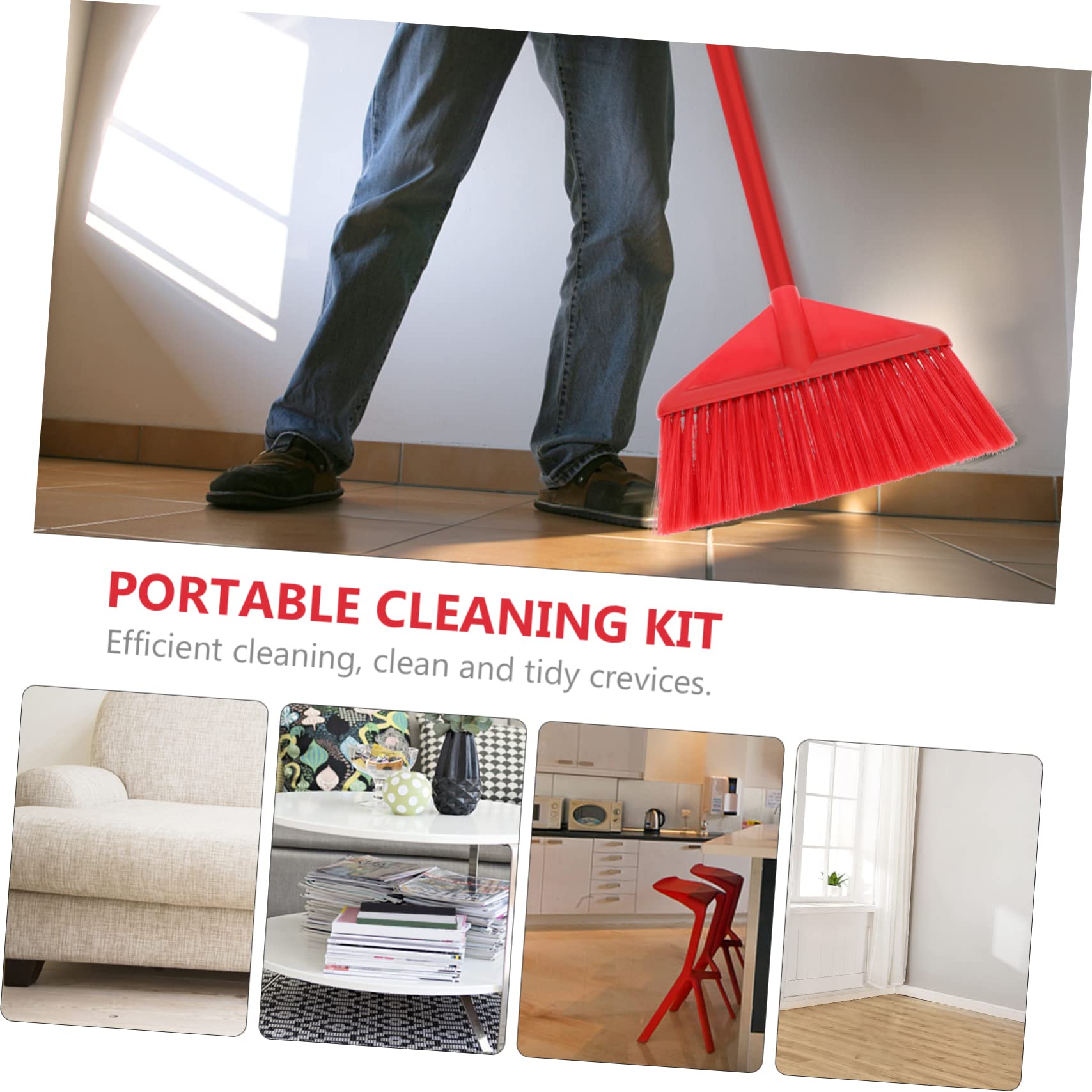 Healeved Broom Head Tile Cleaning Brush Soft Bristle Cleaning Brush Bath Broom Brush Head Cleaner Brush Broom Refill Head Broom Part Kitchen Accessory Pet Broom Red Plastic