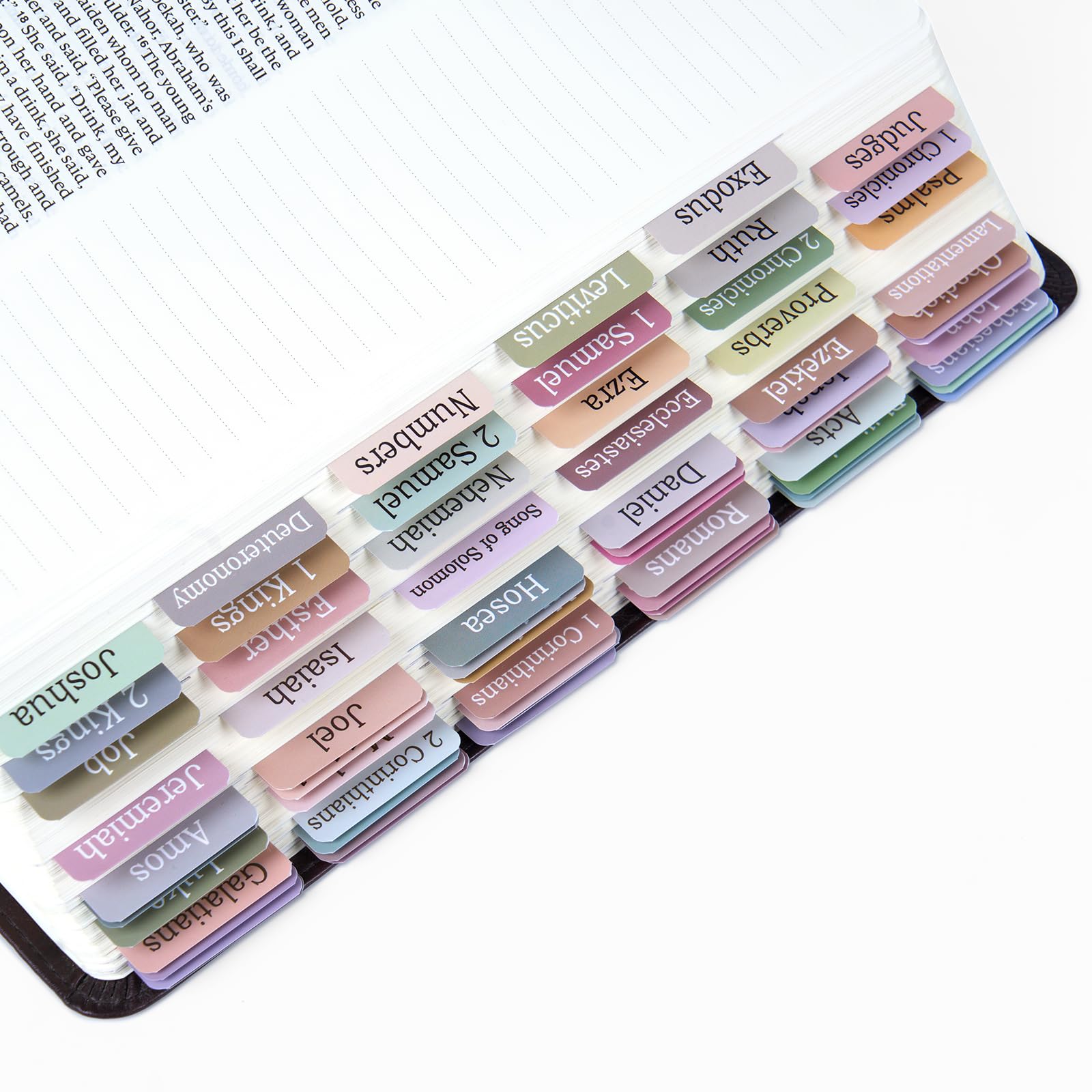 TFIVE Laminated Bible Tabs, Morandi Bible Journaling Tabs for Women and Men, 75 Bible Index Tabs in Total, Easy to Read and Apply Bible Study Supplies Accessories