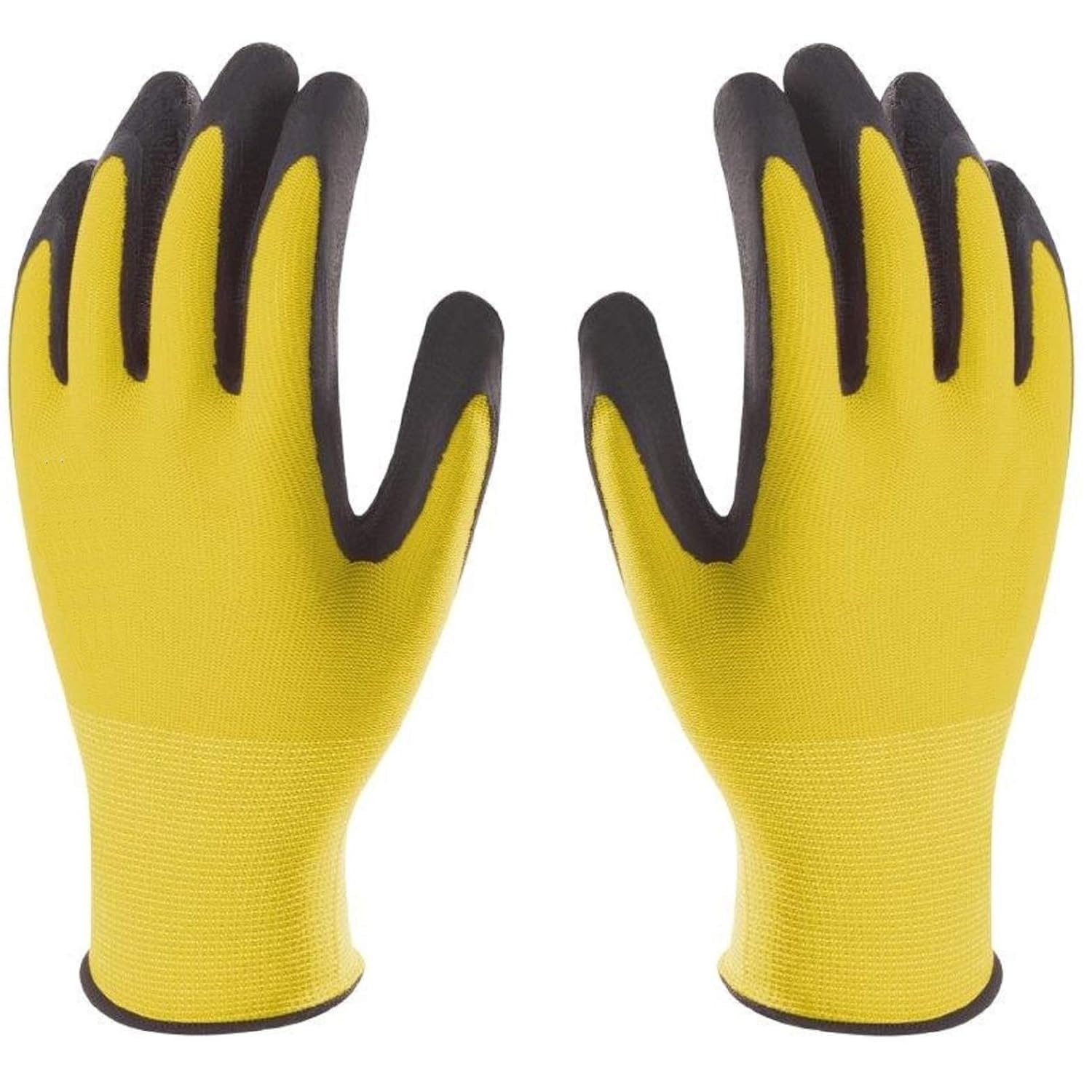 PETRA PROTECTION Gants de travail, haute qualité, Nylon gants recouverts avec mousse de latex durable et flexible. Pour jardin, industrie, atelier, agriculture, transport (20, Jaune, taille 10 "XL")