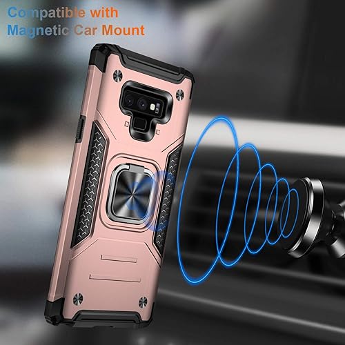 Miniatura 5 de IKAZZ Funda para Galaxy Note 9, TPU suave y flexible de doble capa y policarbonato duro, antideslizante, de cuerpo completo, resistente, funda