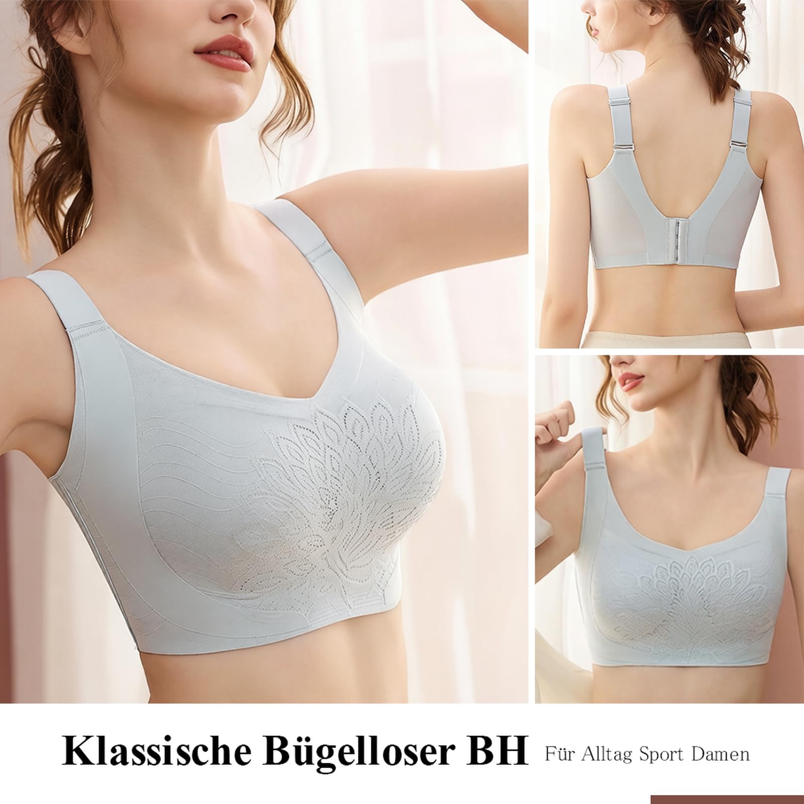 Brassiere Sport Femme sans Armature Brassiere Couverture complète | brassière forte poitrine élastique dos extensible pour se détendre à la maison