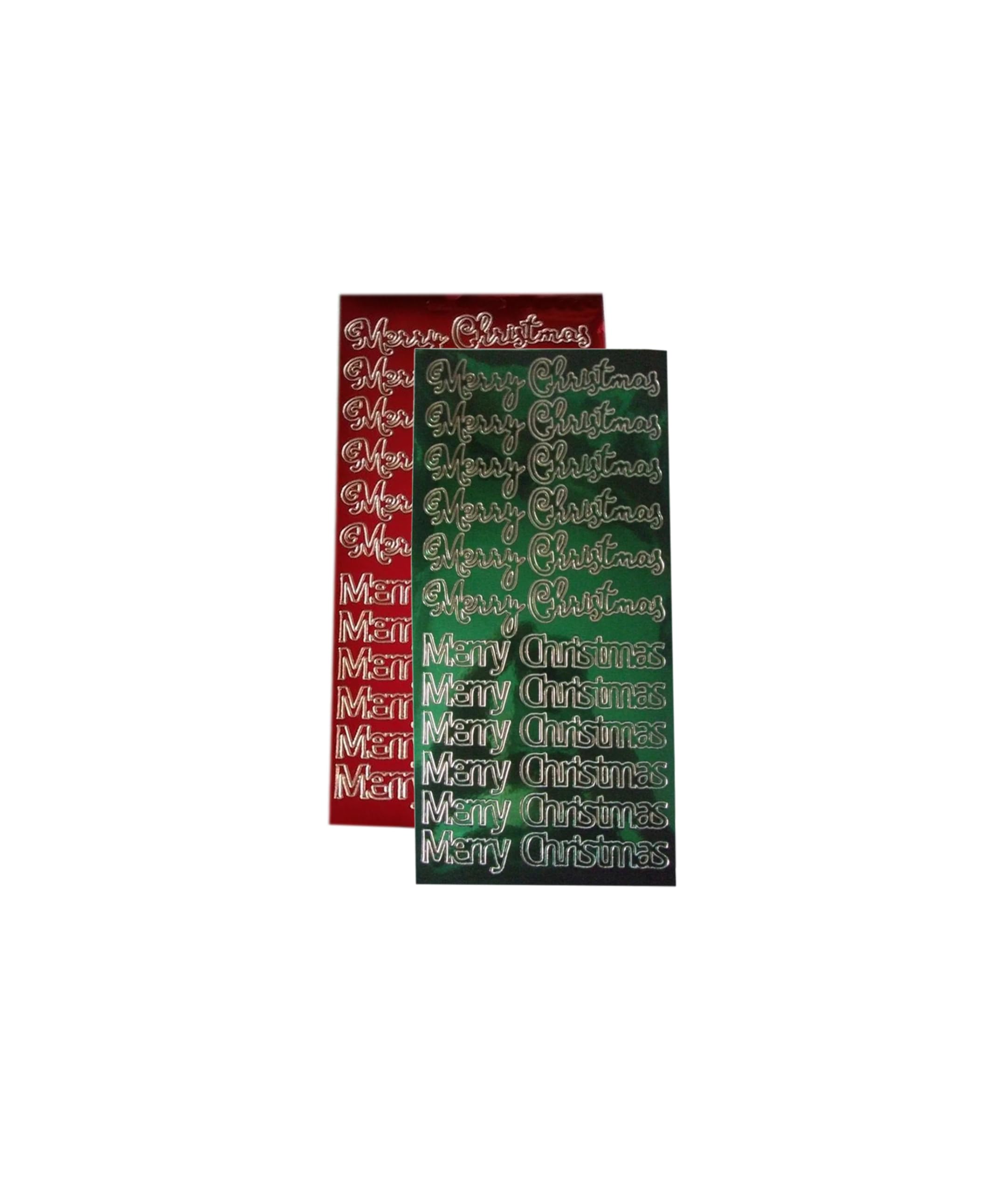 Vsorce4u 2 x Red & Green Sparkly Merry Christmas Peel Off Sticker Sheets for Card Making